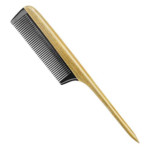 Onedor 100% Handmade Natural Green Sandalwood & Buffalo Horn Hair Comb Set - Anti-Static Wooden Comb with Sandalwood Scent, Detangling Tail Comb for Smooth Hair Care - Perfect for Daily Styling, Salon Use & Travel