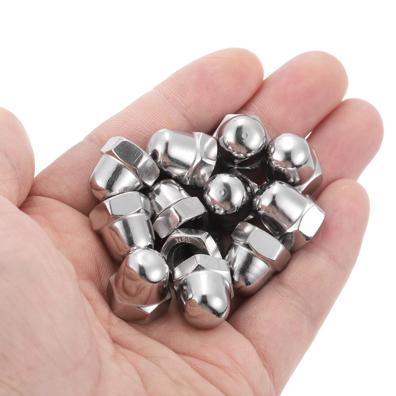 uxcell M8x1.25 Acorn Cap Nuts, 30Pcs 304 Stainless Steel Dome Cap Head Nuts for Bolt Cover - Rustproof Hardware Fasteners for Automotive, Furniture & DIY Projects (Silver Finish)