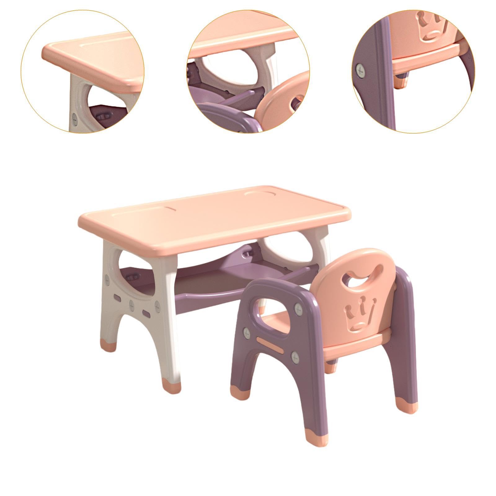 Best Kids Drawing Table and Chair Set - Portable Children's Desk with Storage for Kindergarten, Study Room, Reading & Home - Pink & Purple - Perfect for Arts, Crafts, Homework & Playtime