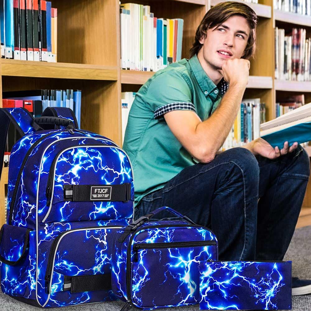 AGSDON 17 Inch Laptop Backpack - Anti-Theft Water Resistant School Bookbag for College Students, Teens & Men | Perfect for School, Work, Travel & Daily Commute (Blue)