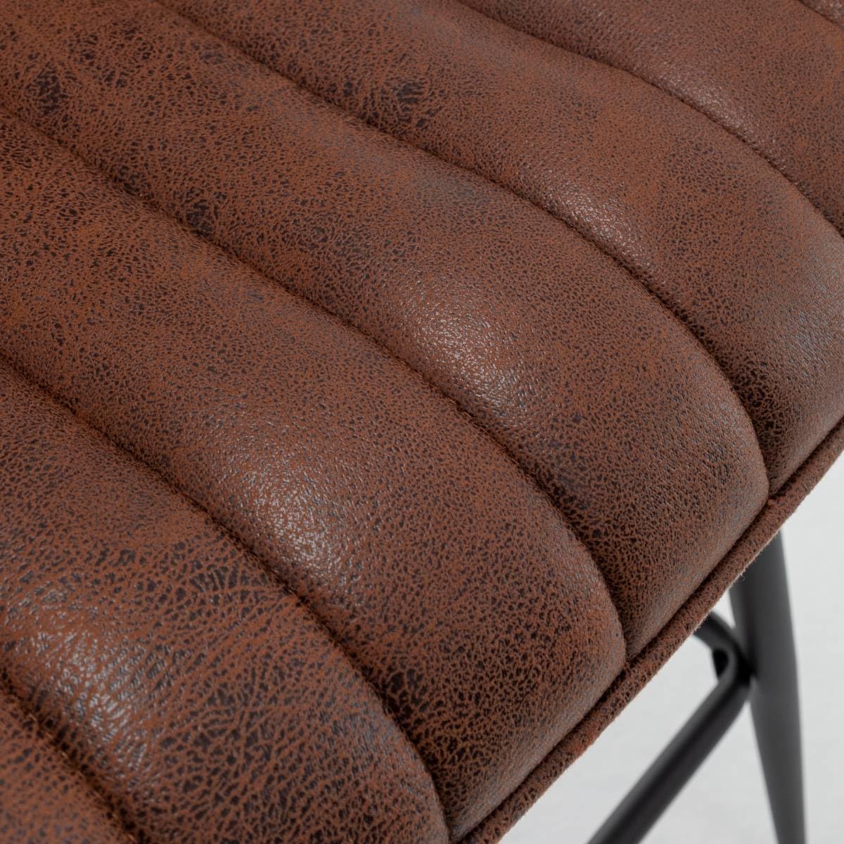 Brown Bar Stools Set of 2 - 24 Inch Fabric Upholstered Armless Bar Height Stools for Home Bar, Kitchen Island & Coffee Shop - Black & Brown Modern Barstools for Dining & Entertainment Areas