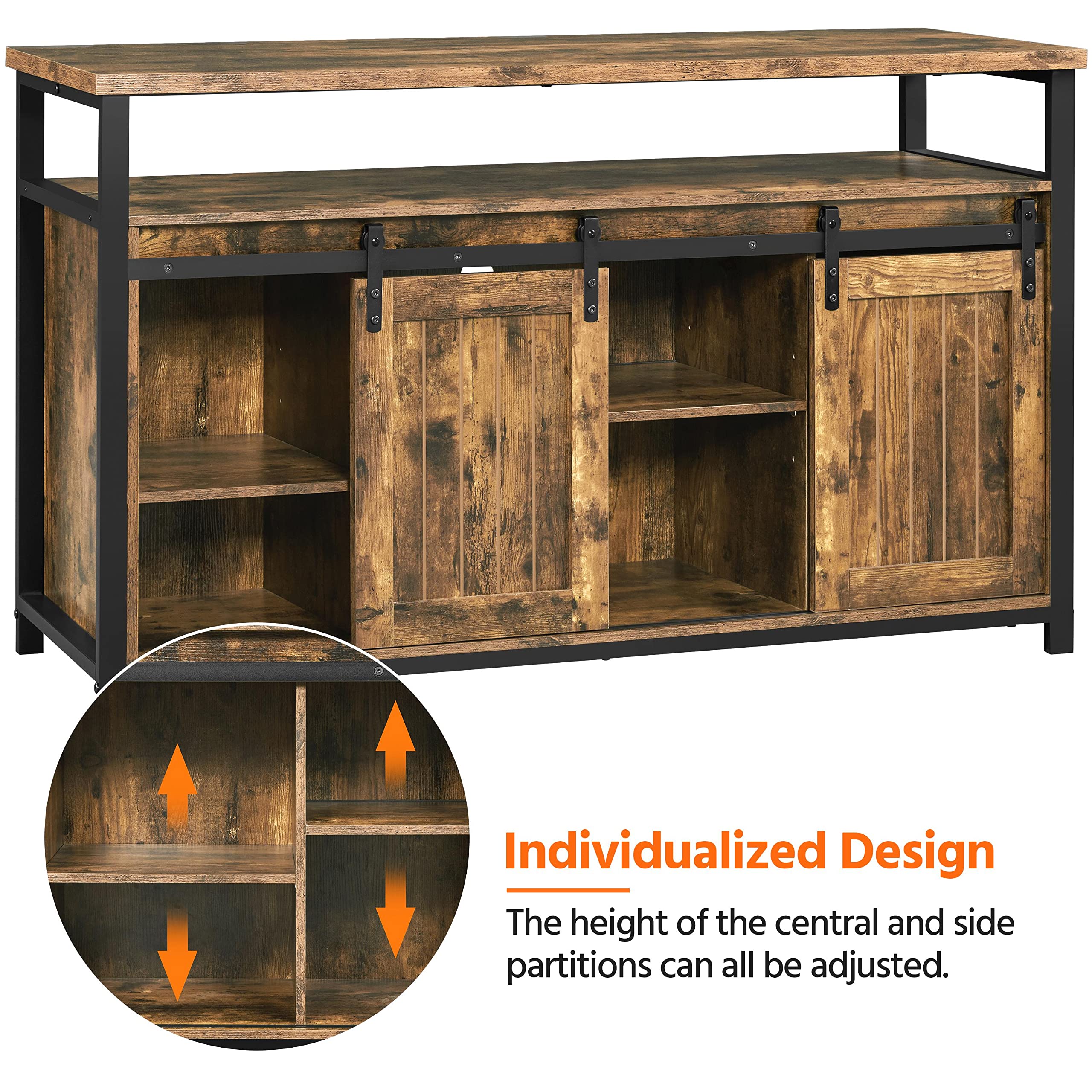 Yaheetech 65 Inch TV Stand with Sliding Barn Doors - Farmhouse Style Entertainment Center with Storage, Rustic Brown Wood TV Stand for Living Room - Perfect for Home Theater & Living Room Decor