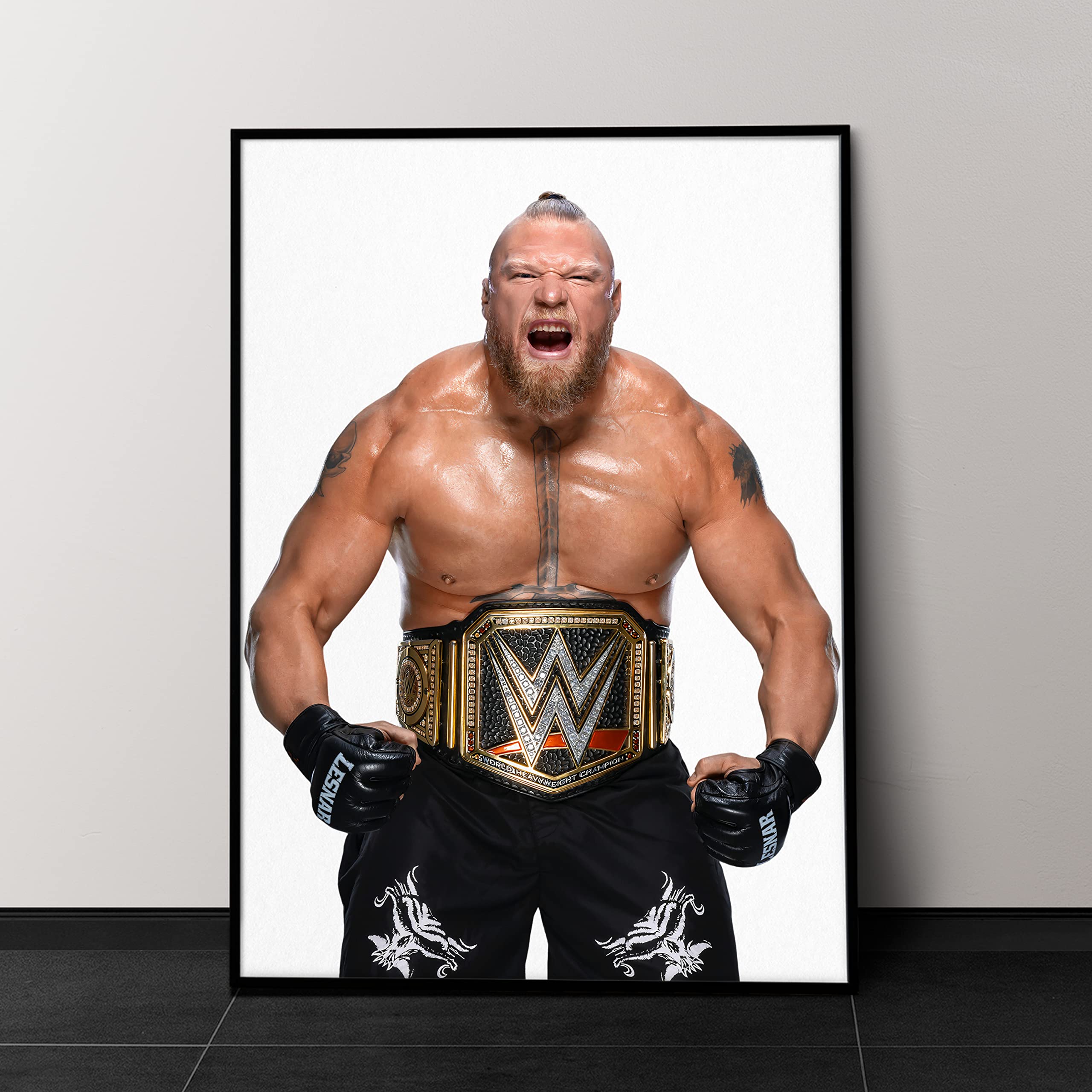 Brock Lesnar Wrestling Poster - Premium Man Cave Decor, Workout Room & Gym Wall Art - Perfect for UFC Fans, Home Gym & Sports Themed Rooms