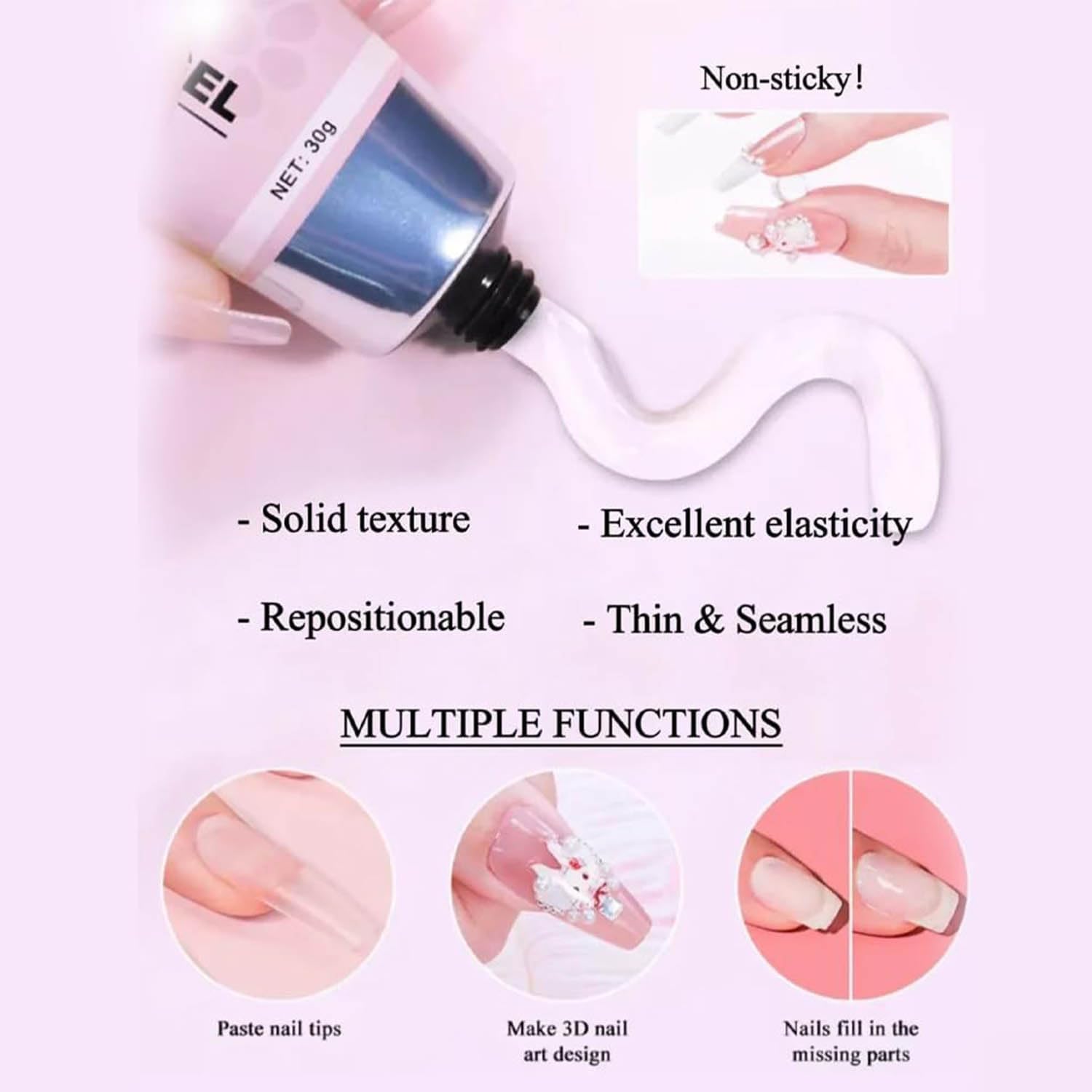 Magic Solid Nail Glue Kit - 3-in-1 Strong Adhesive for Press-On & Acrylic Nails - Salon & DIY Use