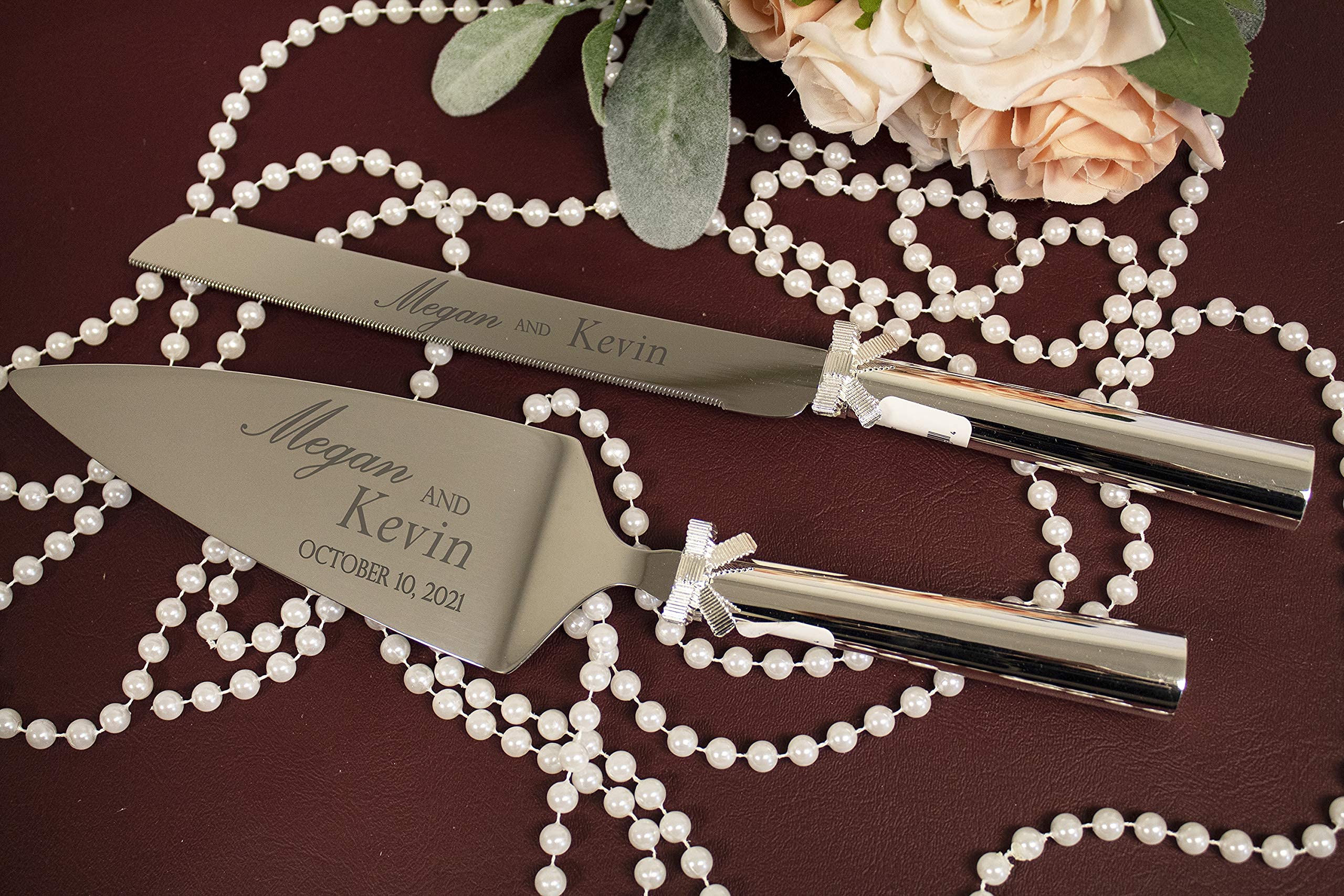 Kate Spade Bridal Grace Ave Personalized Wedding Cake Knife & Server Set - Custom Engraved Cake Cutting Gift Set for Bride & Groom - Perfect for Wedding Ceremonies, Receptions & Anniversary Celebrations