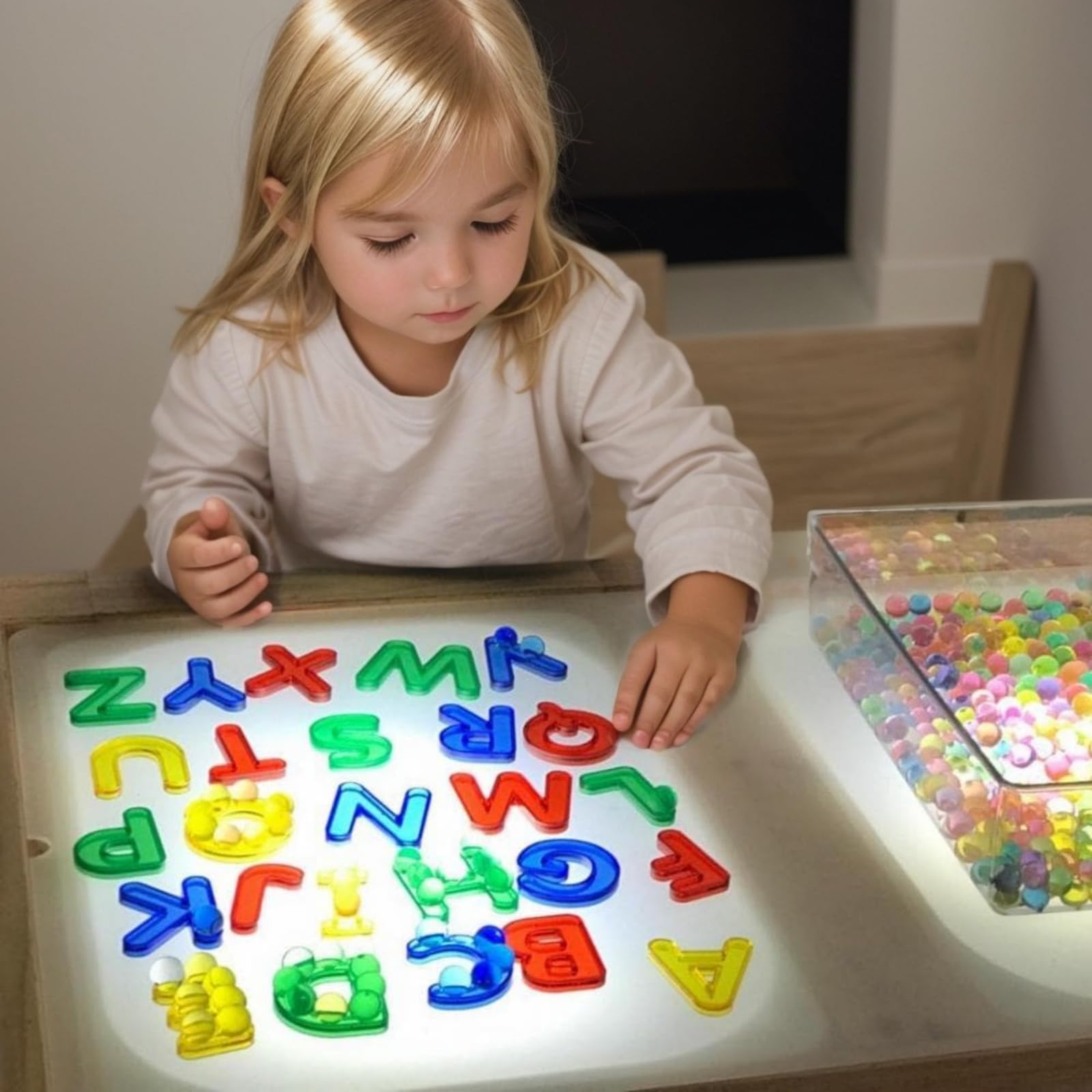 66 Pcs Translucent Letters and Numbers Set - Light Table Toys for Kids, Educational Manipulatives & Learning Accessories - Perfect for Preschool, Homeschool & Sensory Play Activities