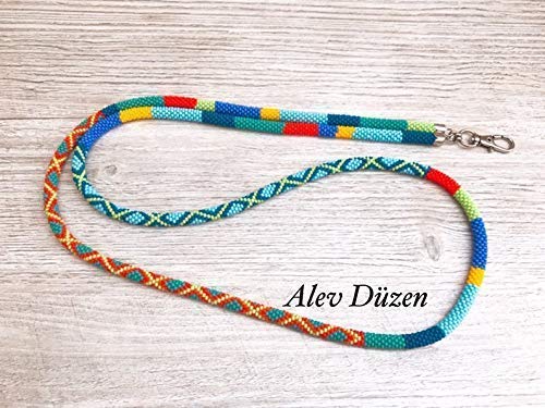 Beaded Lanyard for Teachers - Stylish ID Badge Holder with Bead Crochet Design - Perfect Teacher Gift for School, Office, and Conference Use