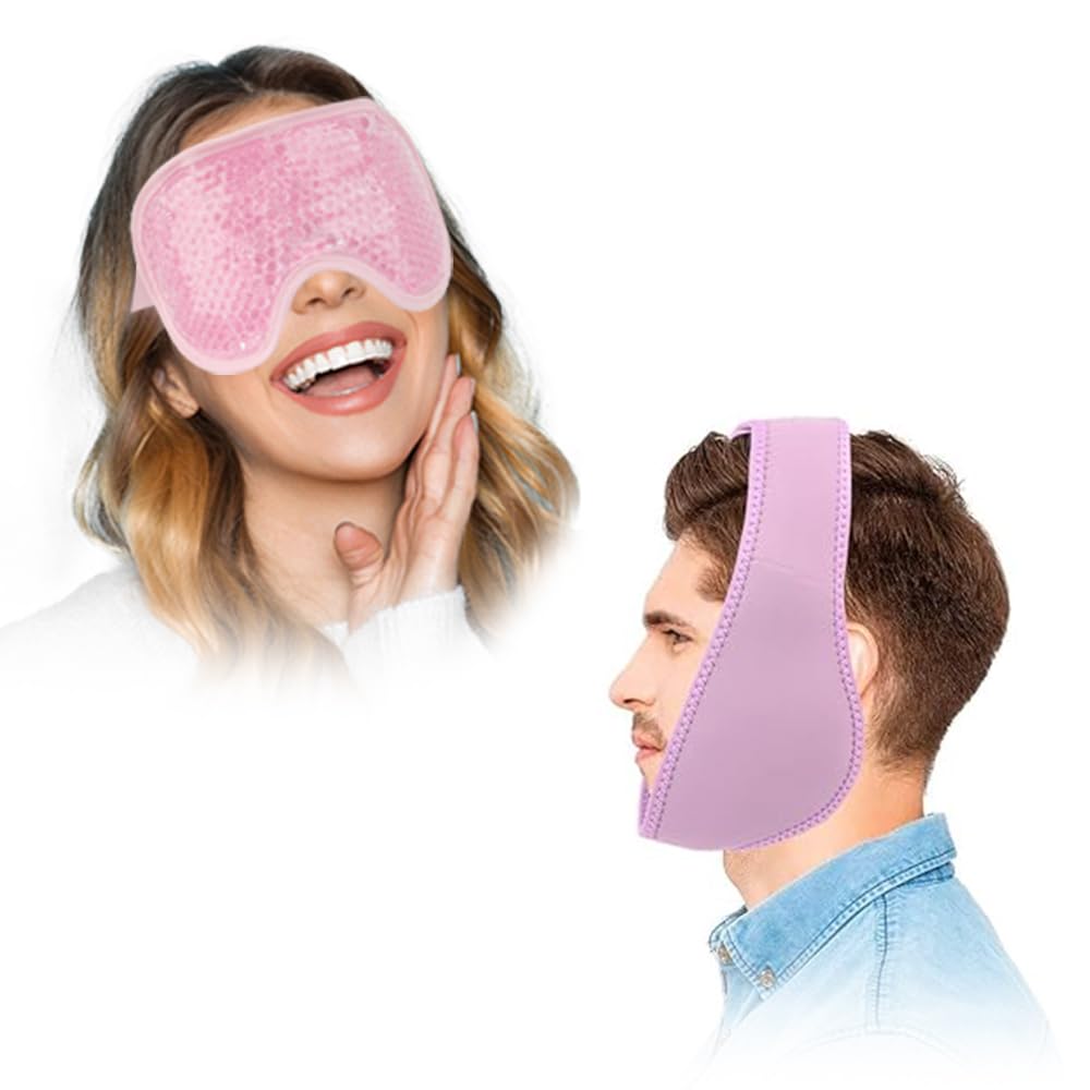 NEWGO Cold Eye Mask & Jaw Ice Wrap Bundle - Soothing Relief for Puffy Eyes & TMJ Pain - Perfect for Migraines, Sinus Pressure & Post-Surgery Recovery