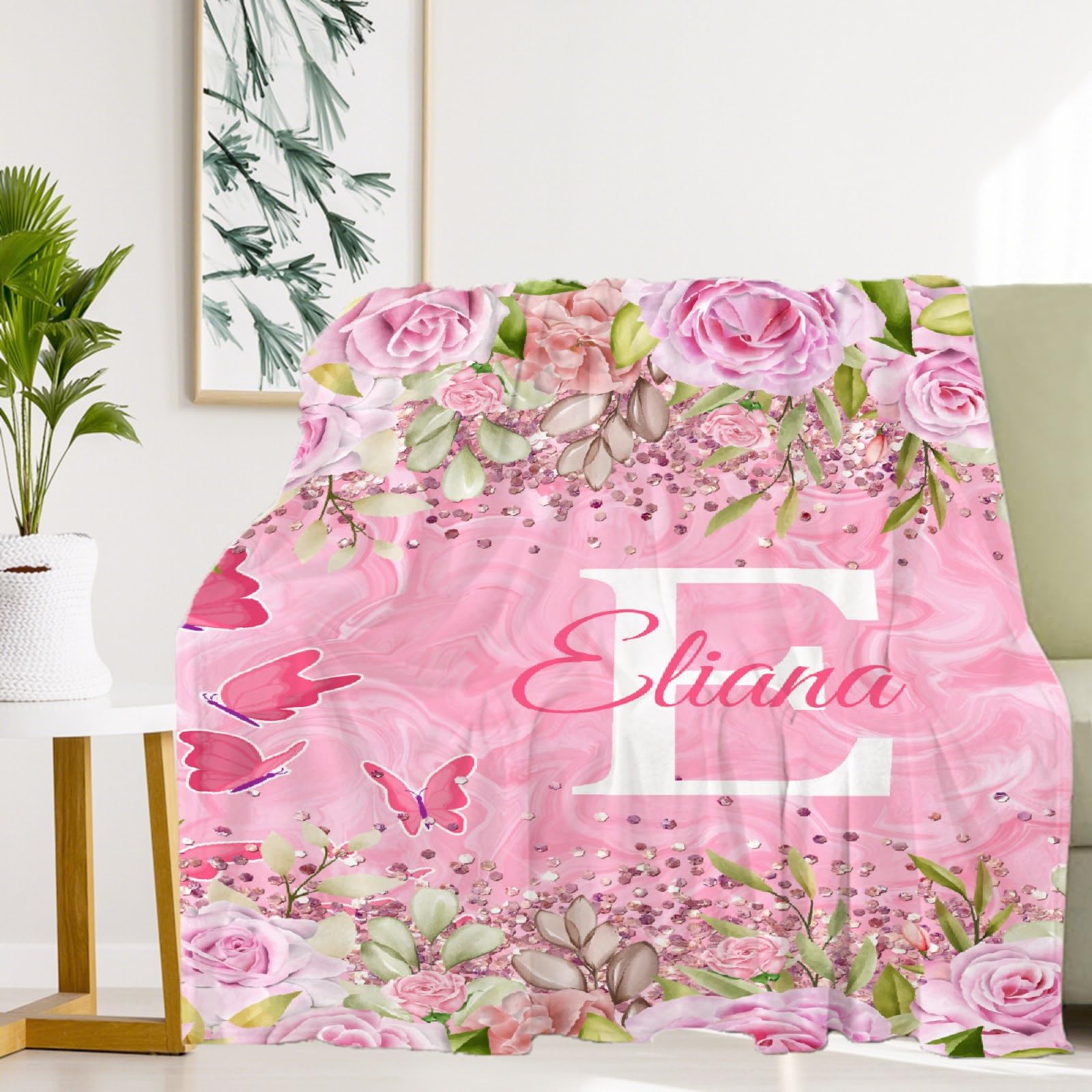 Personalized Baby Blankets for Girls & Boys - Custom Name Baby Blanket Gift | Soft Pink Butterfly Fleece Throw for Newborns | Nursery Bedding, Baby Shower Gift, Cozy Family Cuddle Time