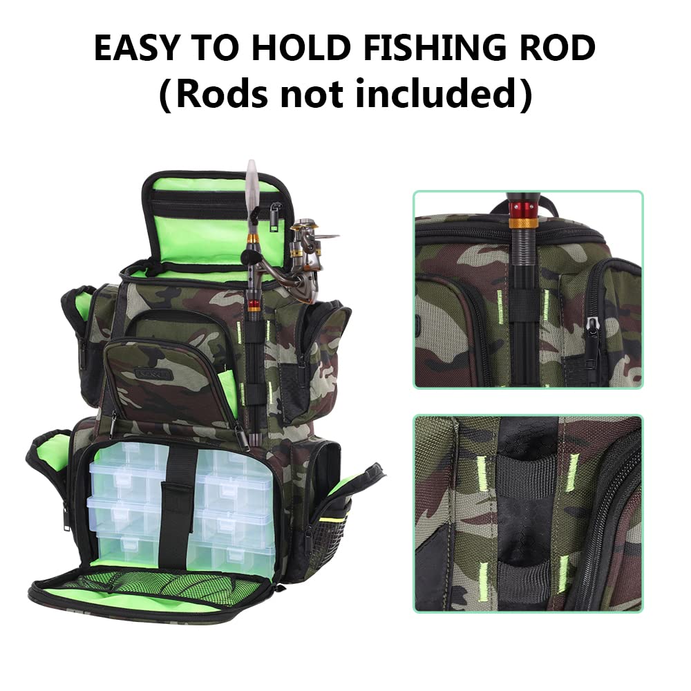 Lixada Waterproof Fishing Tackle Backpack - Large Multifunctional Utility Bag with 4 Storage Trays | Durable Fishing Gear Organizer for Freshwater & Saltwater Anglers