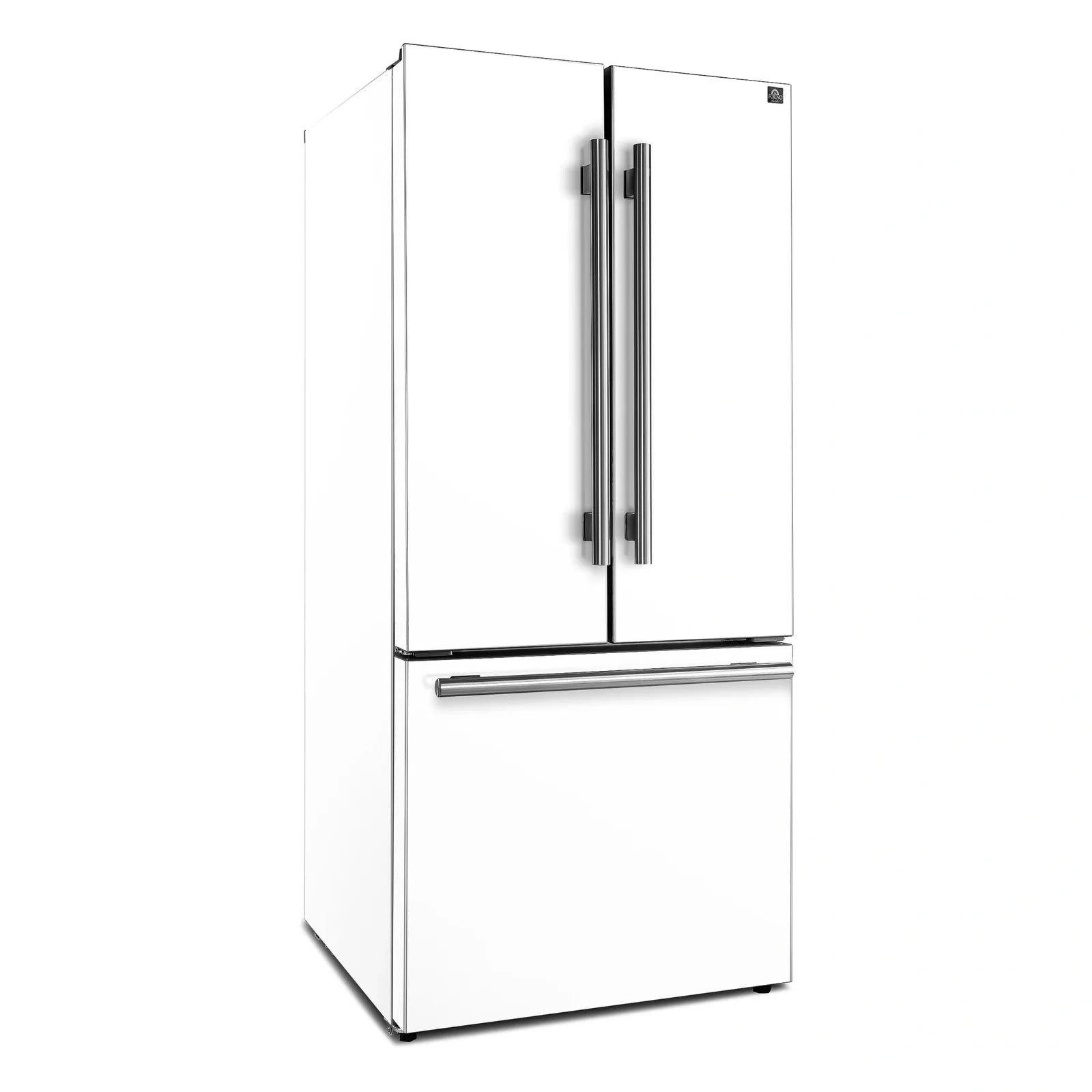 Forno Espresso Gallipoli 30-Door Refrigerator with Ice Maker - White Finish & Antique Brass Handles (Model FFFFD1974 31WHT) | Perfect for Kitchens, Restaurants, and Coffee Shops