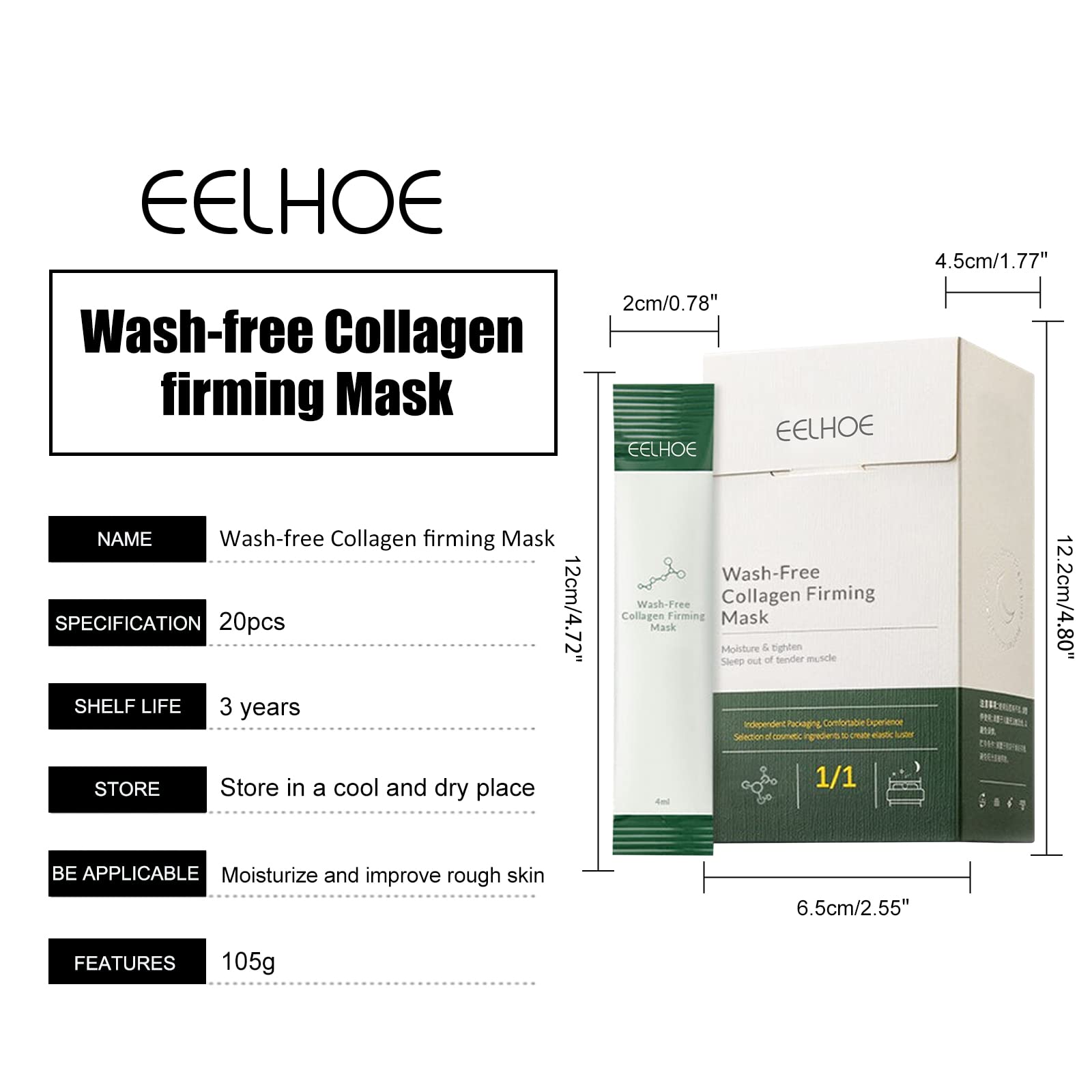 40 Packs Korean Collagen Face Mask - Anti-Aging Sleeping Facial Mask for Skin Care, Wash-Free Firming & Moisturizing Gel Cream, Portable Travel-Friendly Packaging for Women & Men - Perfect for Night Routine, Travel Skincare & Daily Hydration Boost