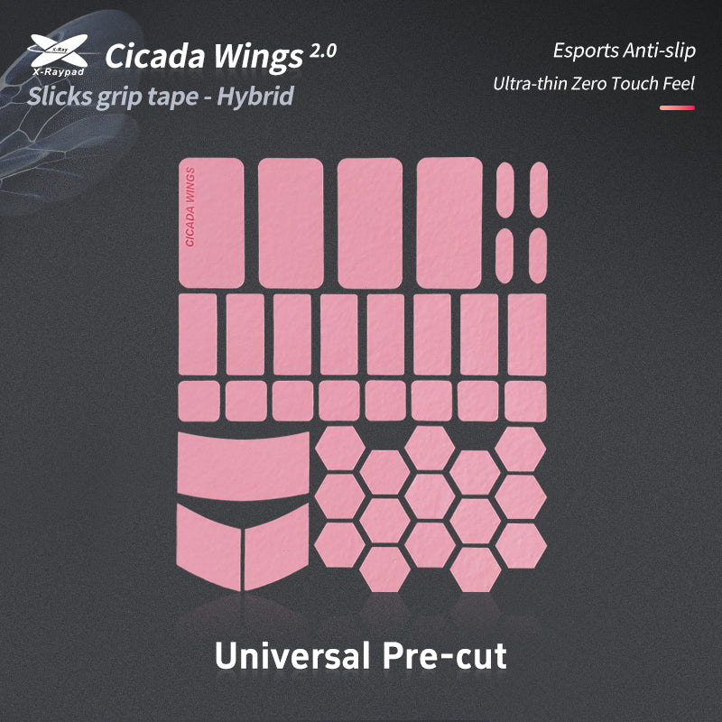 X Raypad Cicada Wings V2 Grip Tape - Universal Pre-Cut Non-Slip Mouse Pad for Gaming & Office Use - Perfect for Esports, FPS, and PC Workstations