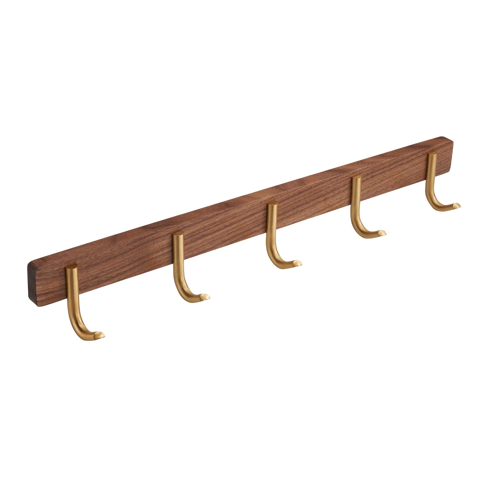 Sturdy Walnut Wall-Mounted Coat Rack with Multi Hooks - Space-Saving Entryway, Kitchen, Bathroom & Bedroom Storage - Easy to Install Hanger for Coats, Hats & Bags