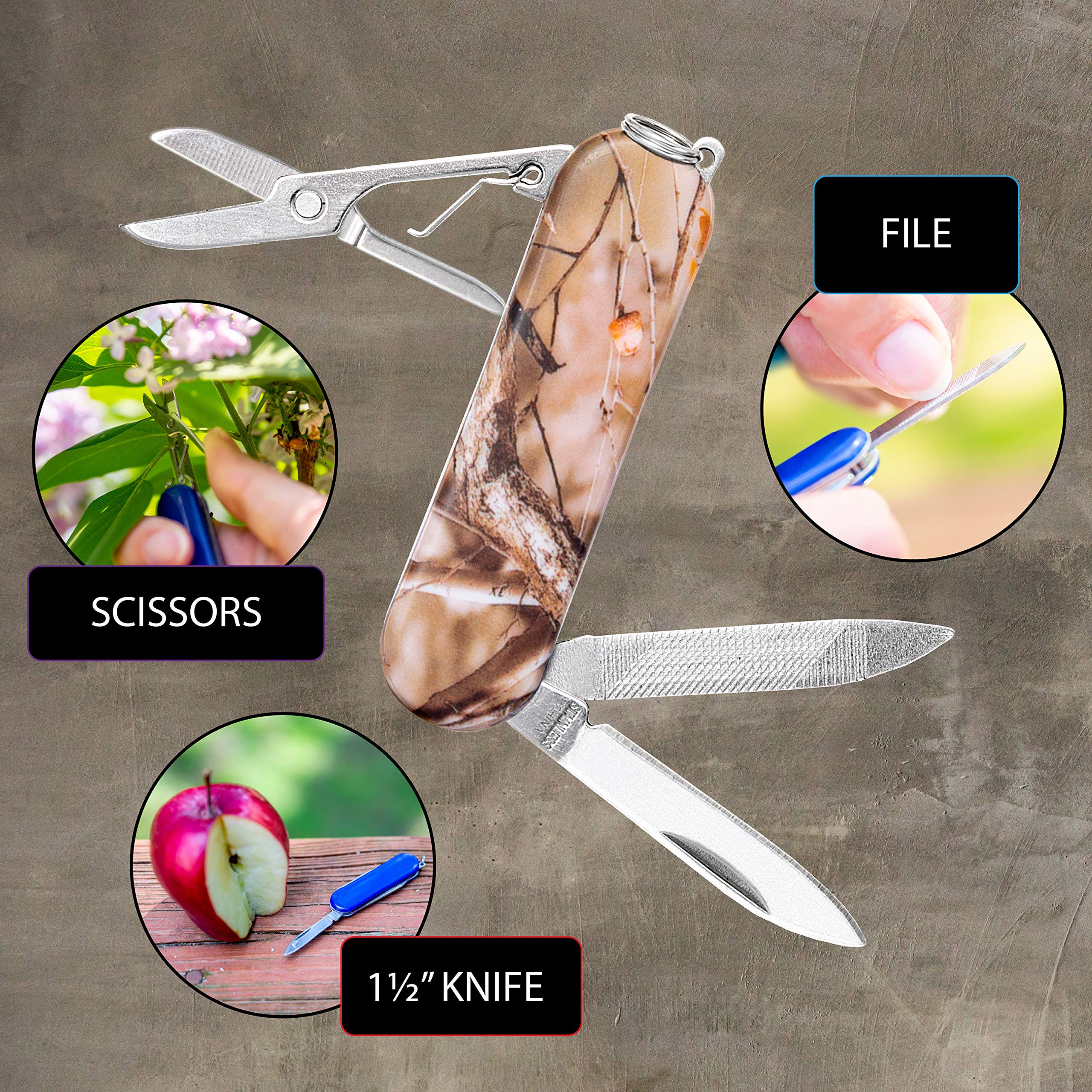 MAXAM Multi-Function Army Knife - Compact Camo Mini Multi-Tool with Scissors, Pocket Knife for Camping, Hiking & Outdoor Survival Gear | Perfect for Everyday Carry (EDC) & Emergency Preparedness