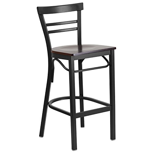 Walnut Wood Seat/Black Metal Frame