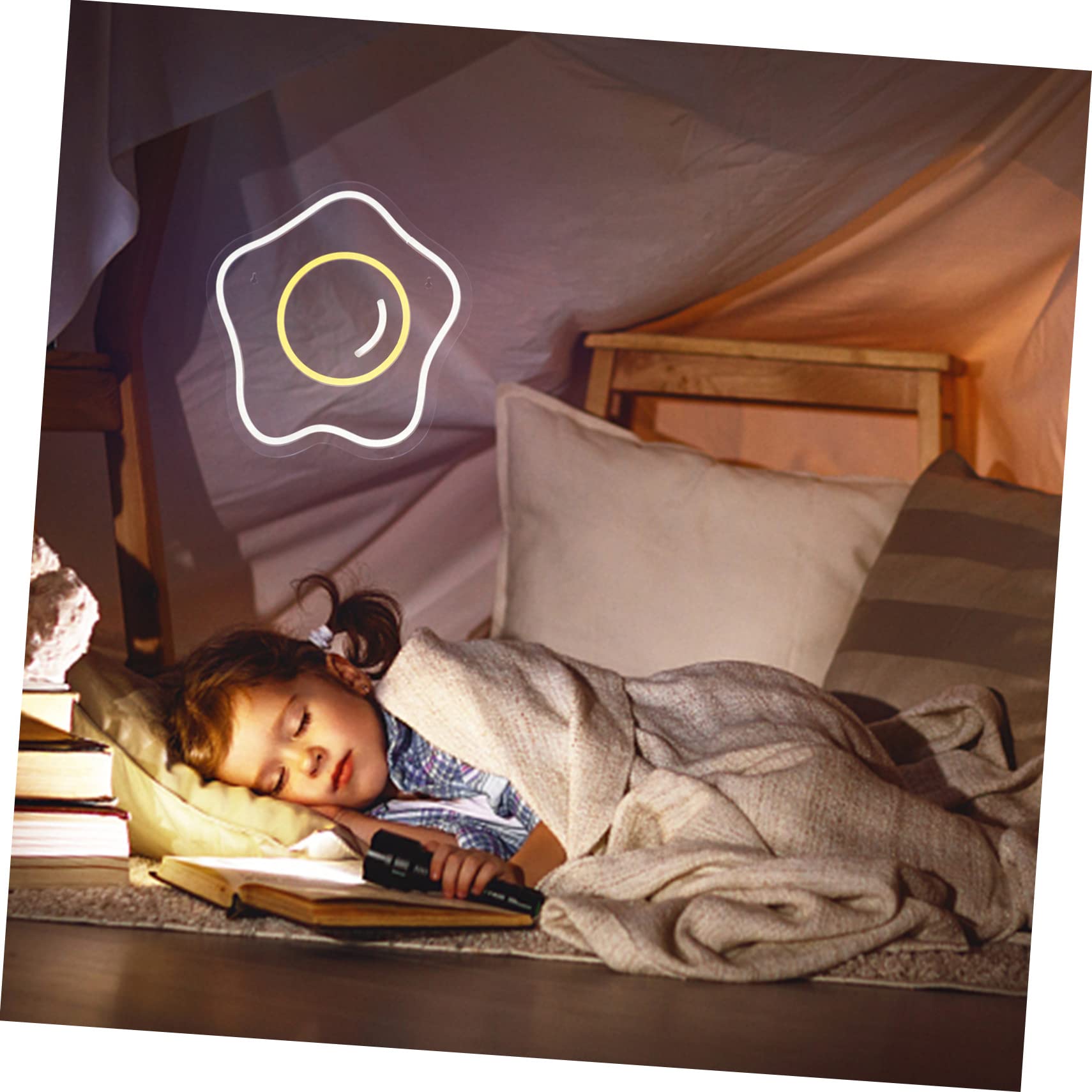 Artibetter LED Neon Sign Lamp - Fried Egg Shape Decorative Night Light for Home, Bedroom, Bar, Cafe - Soft Glow Mood Lighting for Wall Decor & Party Ambiance