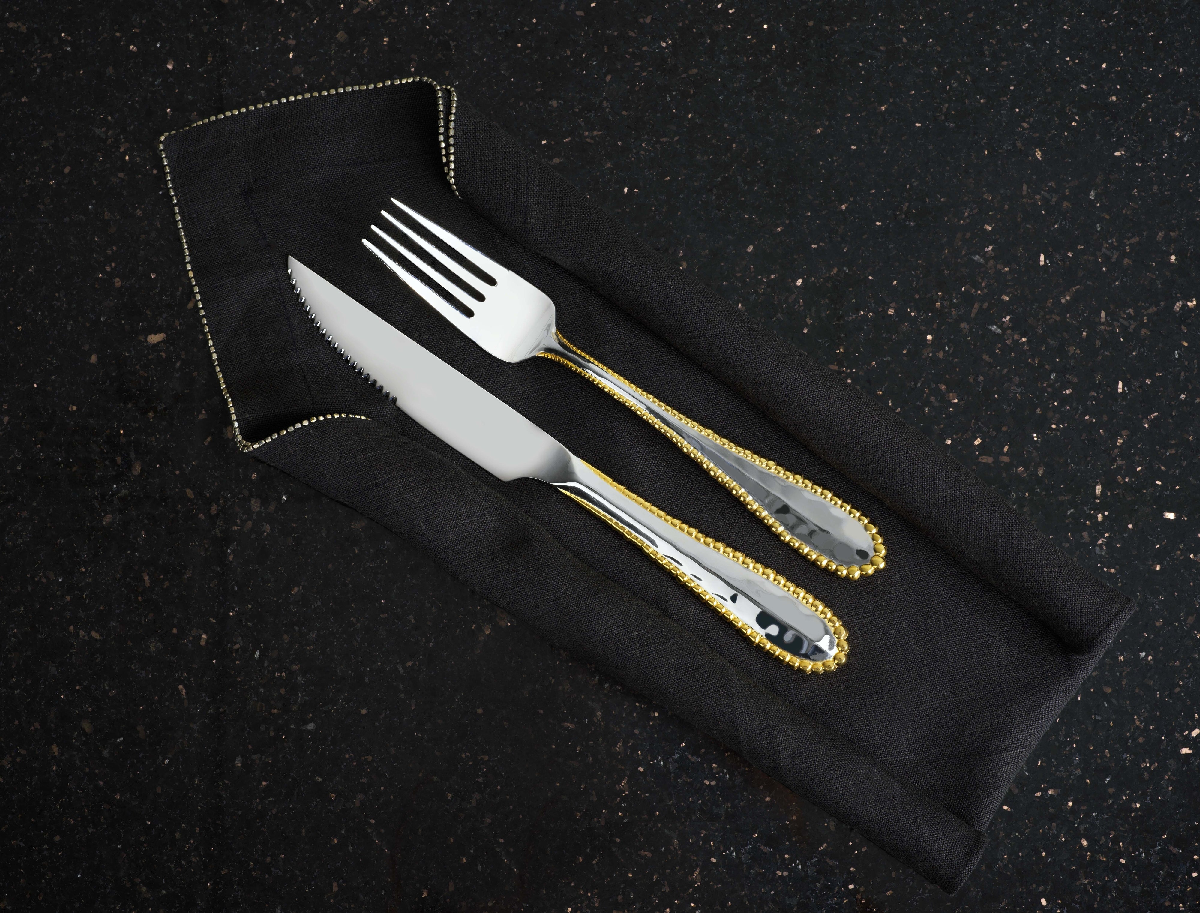 Premium Molten Steak Knife Set - 8-Piece Stainless Steel Serrated Blades with Ergonomic Handles - Perfect for Grilling, BBQ Parties & Fine Dining Steakhouse Experience at Home