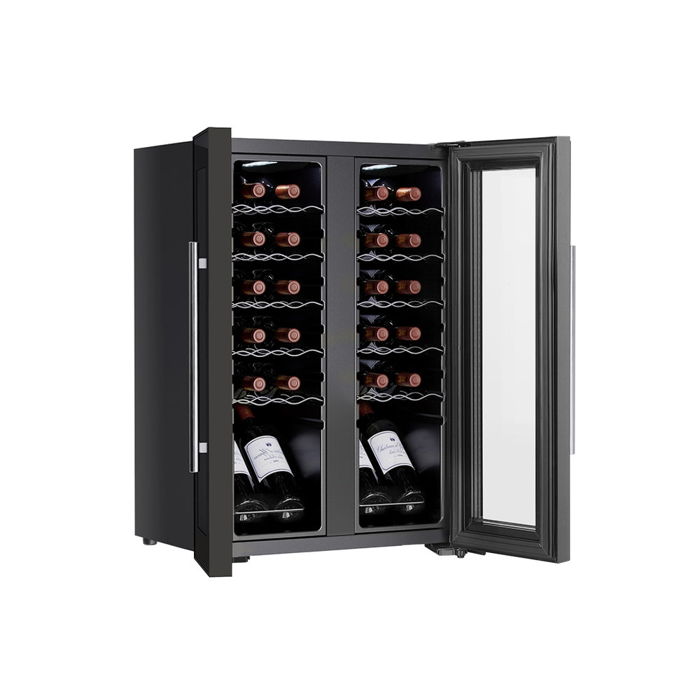 Devanti 24 Bottle Dual Zone Wine Cooler Refrigerator - Perfect for Home Bars, Restaurants & Wine Cellars