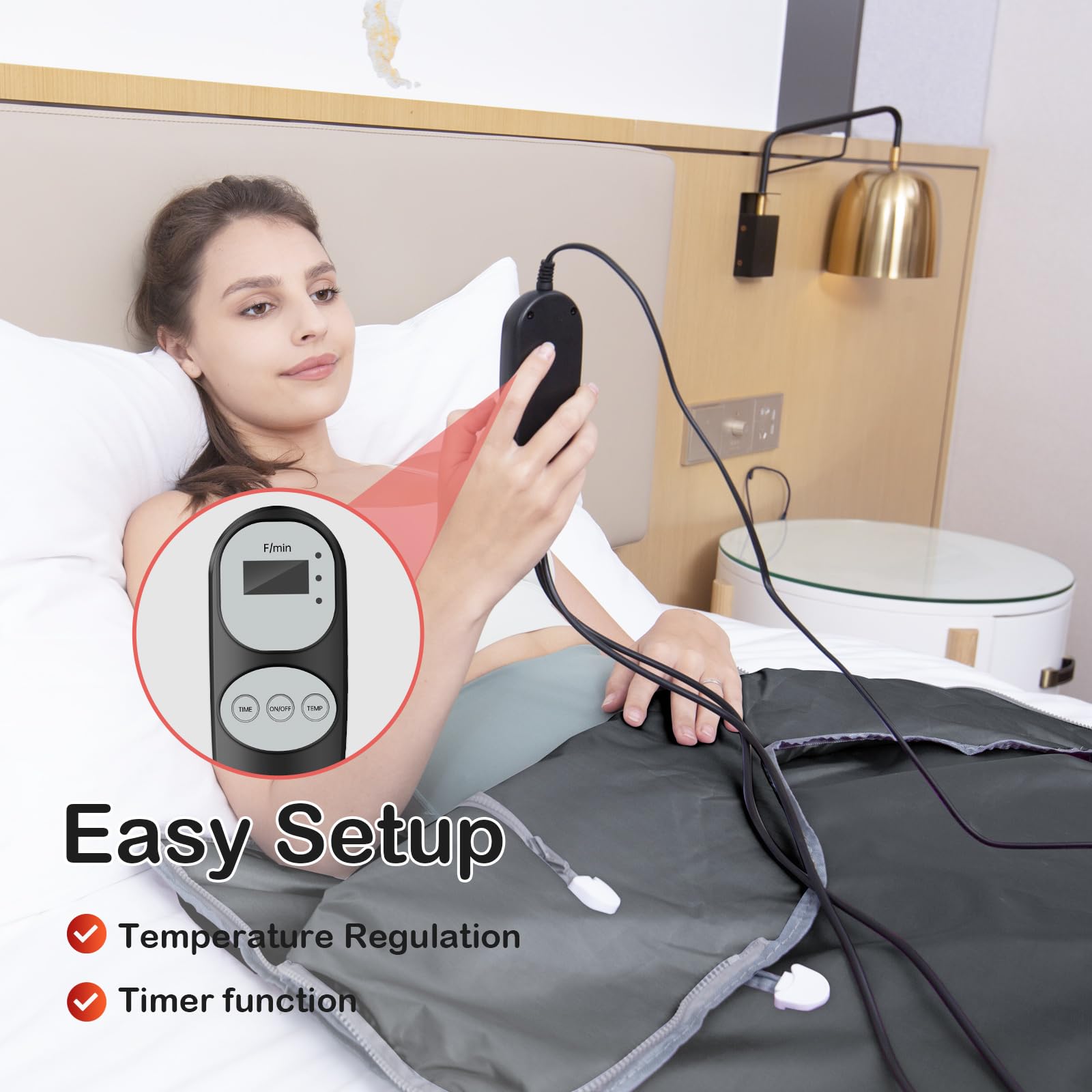 Portable Far Infrared Sauna Blanket for Home Detox Therapy - Remote Control with Adjustable Temperature (95-176°F) | Black | Perfect for Relaxation, Pain Relief & Weight Loss at Home