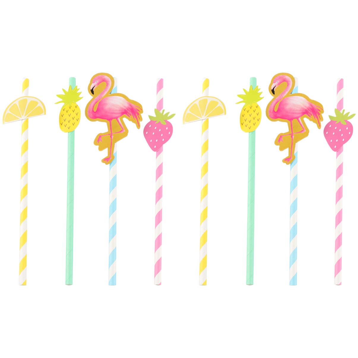 40pcs Colorful Paper Straws - Eco-Friendly Disposable Drinking Straws for Parties, Weddings, Hawaiian Luau & Tropical Themed Events