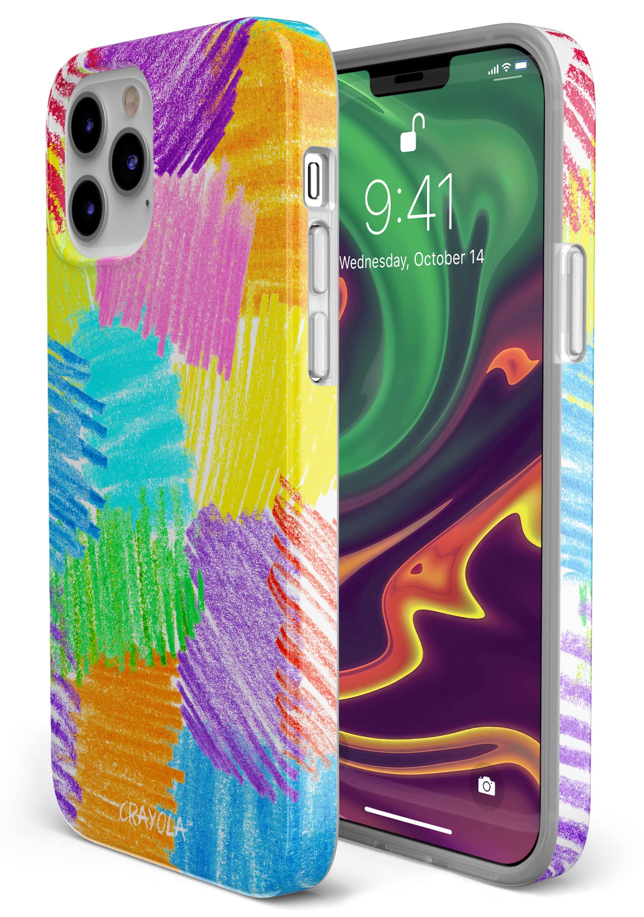 Casely iPhone 12/12 Pro Case - Ultra Slim Protective Cover with Crayola Rainbow Pencil Design | Scribble Me That Style | Perfect for School, Work & Everyday Use