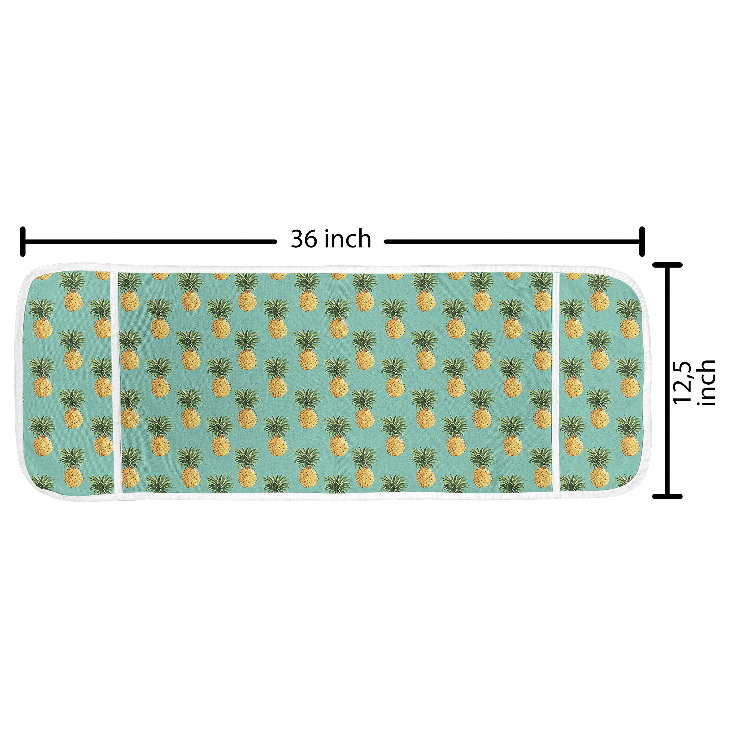 Ambesonne Waterproof Microwave Cover with Pockets - Tropical Pineapple & Leaf Hawaiian Design, 36