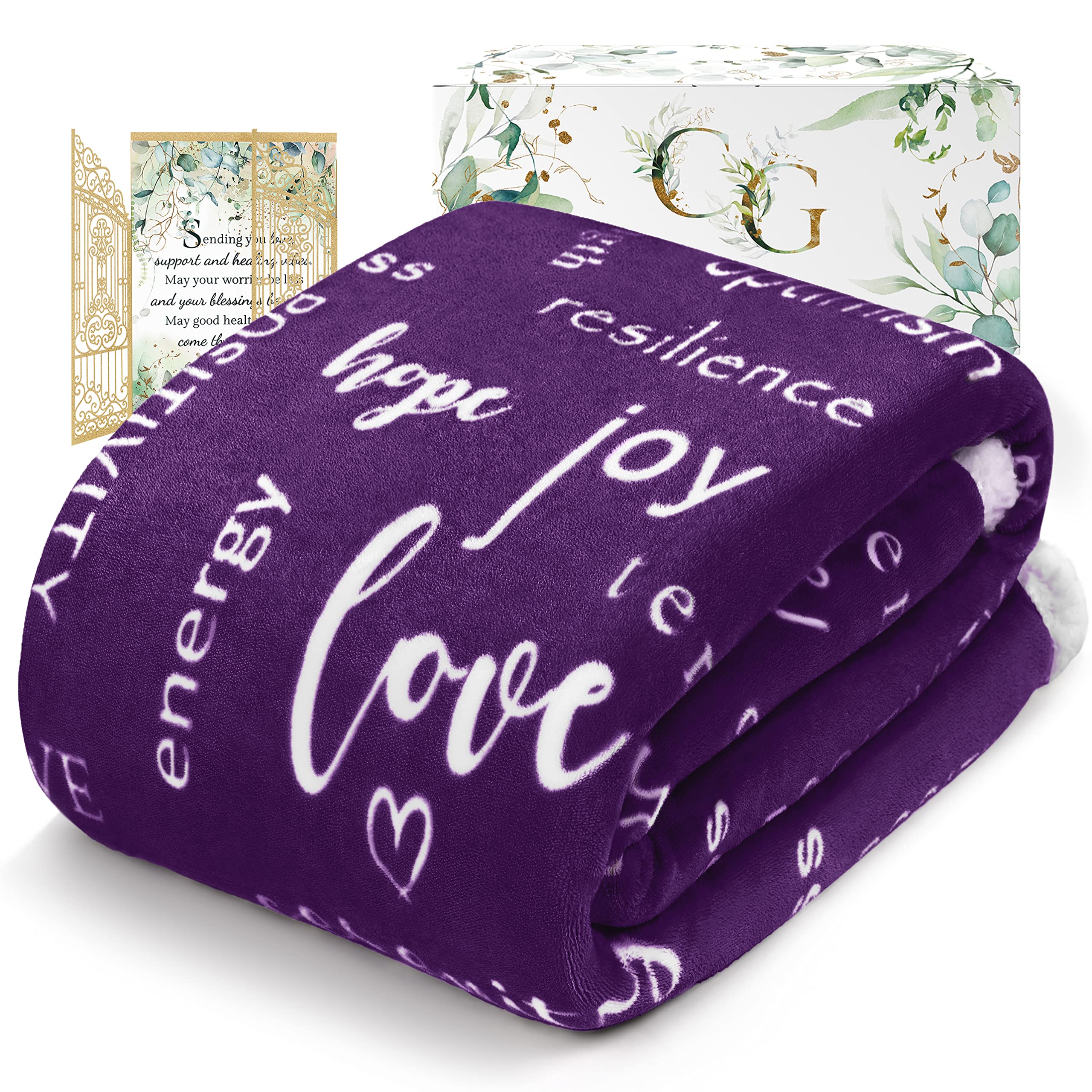 Healing Throw Blanket for Men & Women - Comforting Sympathy Gift for Cancer Patients & Survivors - Soft Chemo Care Hug Blanket in Purple - Perfect for Hospital Recovery, Home Comfort & Emotional Support