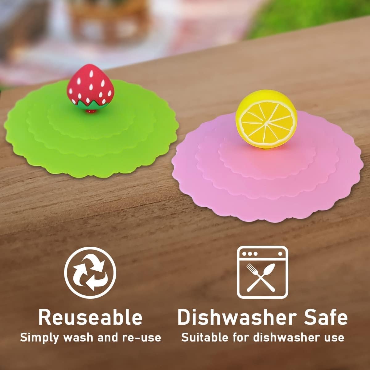 8 Pack Silicone Cup Lids - Colorful Reusable Dust-Proof Silicone Mug Covers for Coffee, Tea & Travel Mugs - Perfect for Home, Office & Camping Use