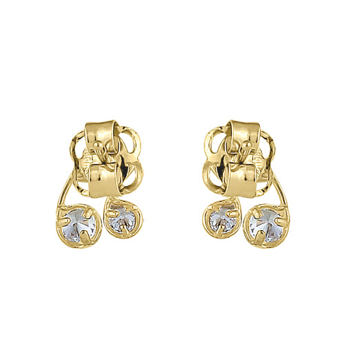 14K Solid Yellow Gold Music Note Stud Earrings with Round CZ Stones - Perfect for Concerts, Gifts & Everyday Elegant Wear
