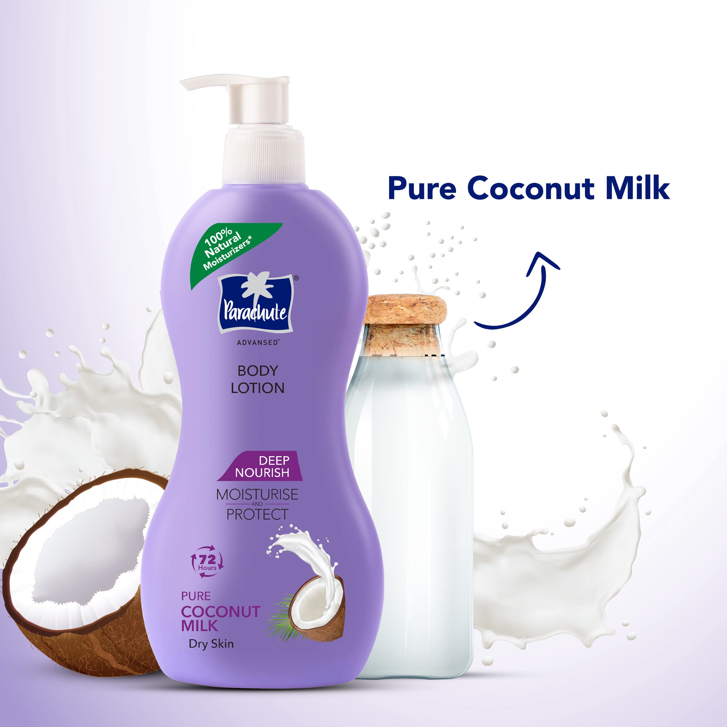 Parachute Advanced Deep Nourish Body Lotion with Pure Coconut Milk, 400ml | Natural Moisturizer for Dry Skin | Perfect for Daily Hydration & Post-Shower Care  Parachute Advanced Cocoa Repair Body Lotion with Pure Coconut Milk & Cocoa Butter, 250ml | 100% Natural Moisturizer | Ideal for Nighttime Skin Repair & Winter Skin Protection