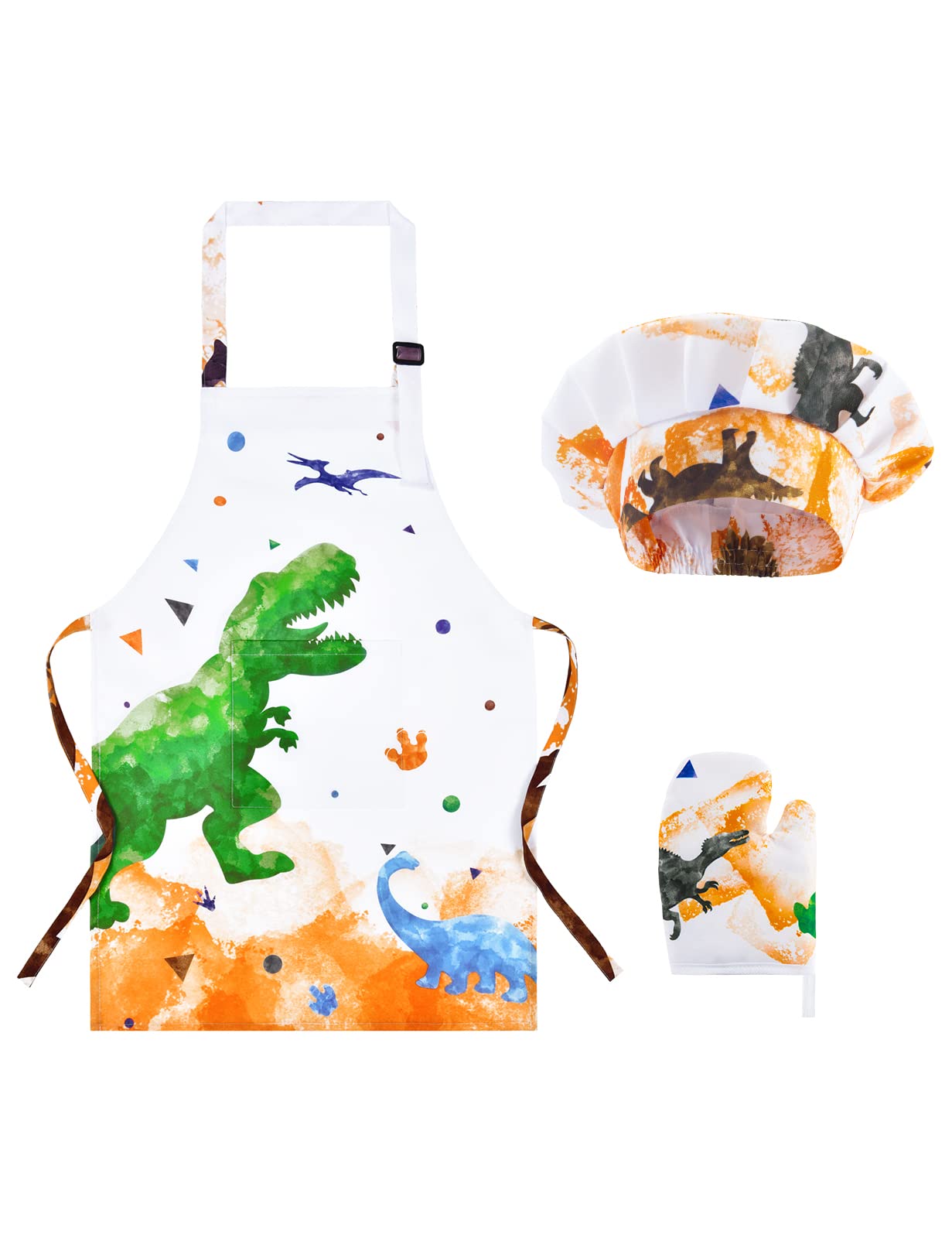 Wernnsai Kids Chef Hat and Apron Set - Adjustable Cooking Costume for Children's Kitchen Role Play, Baking & Pretend Play - Perfect Gift for Little Chefs
