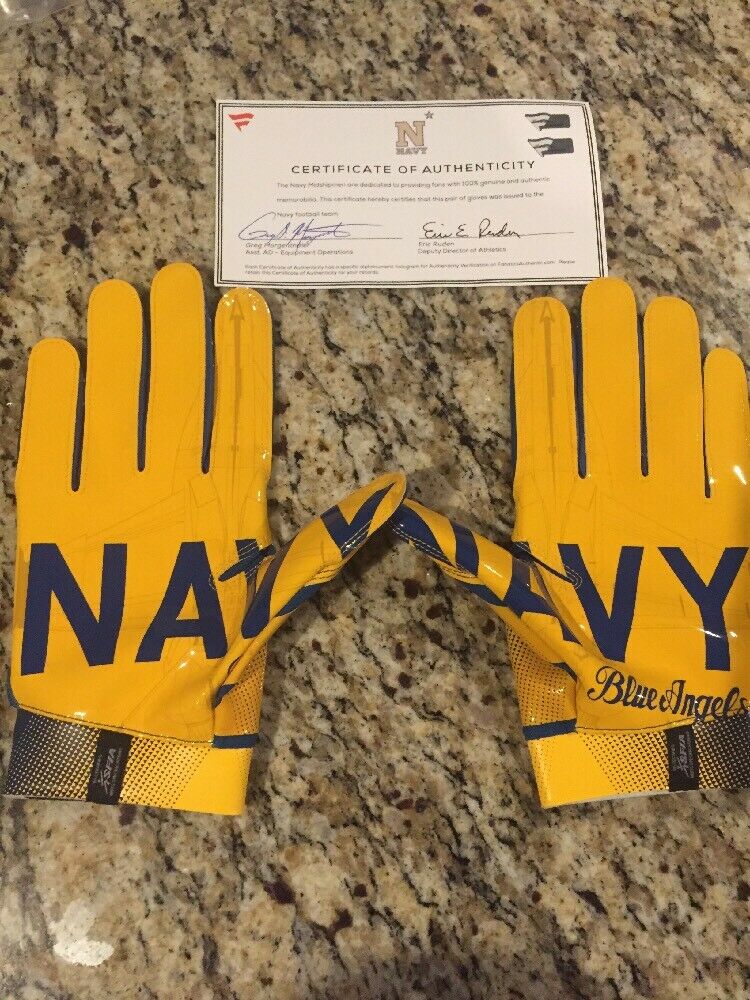 Under Armour Navy Midshipmen Blue Angels Football Gloves - Performance Grip for Training & Games, Perfect for Football Players & Fans