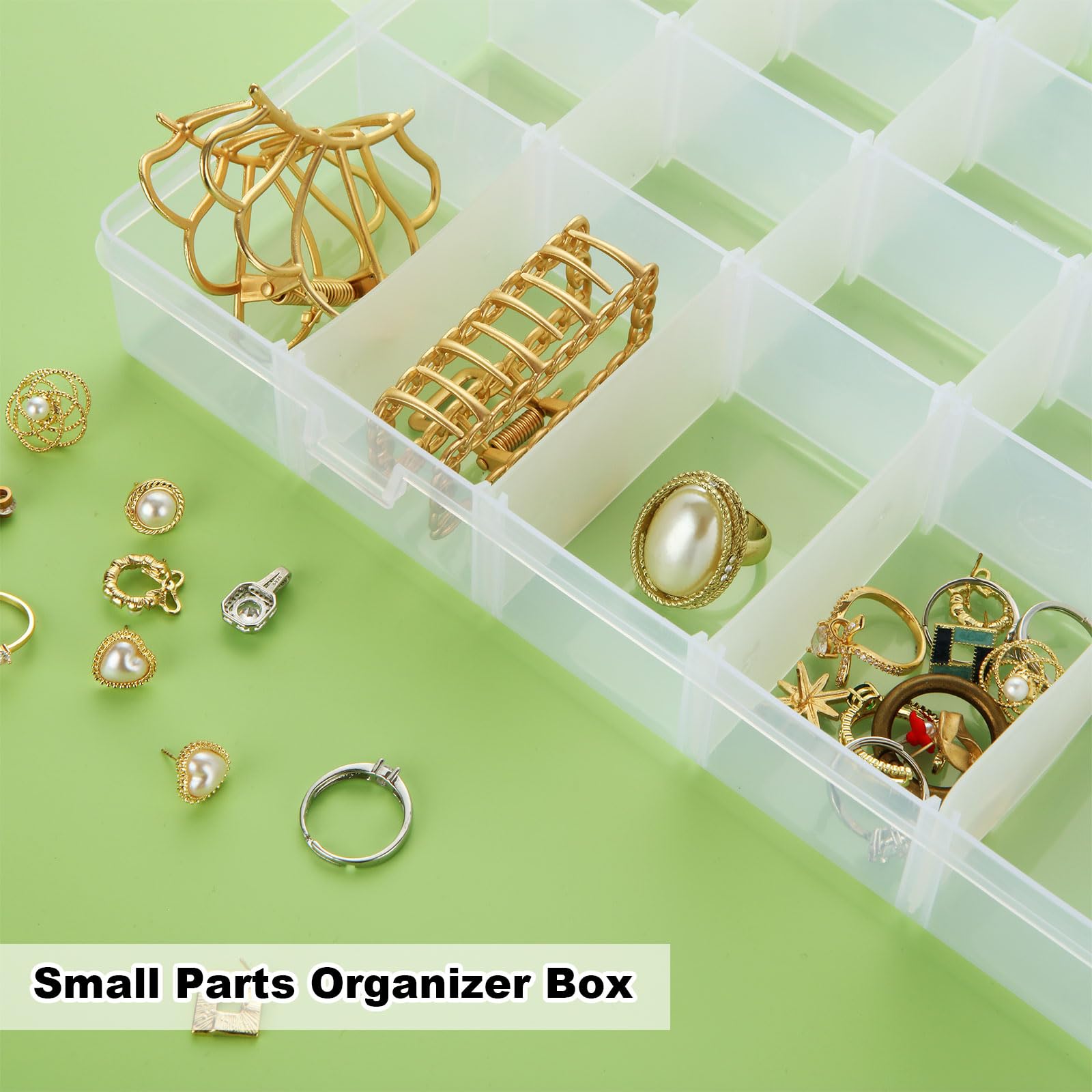 4-Pack Large 24-Grid Plastic Organizer Box with Adjustable Dividers - Clear Storage Container for Fishing Tackle, DIY Crafts, Beads, Jewelry & Office Supplies - Perfect for Art Projects, Home Organization & Travel Accessories