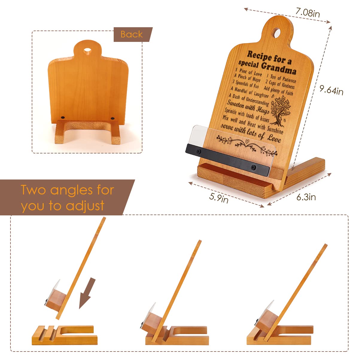Best Grandma Gifts - Thoughtful Mother's Day & Birthday Presents for Nana | Cookbook Stand & Recipe Holder for Kitchen | Perfect Gift from Grandchildren for Cooking Enthusiasts | Ideal for Holiday, Anniversary & Family Gatherings