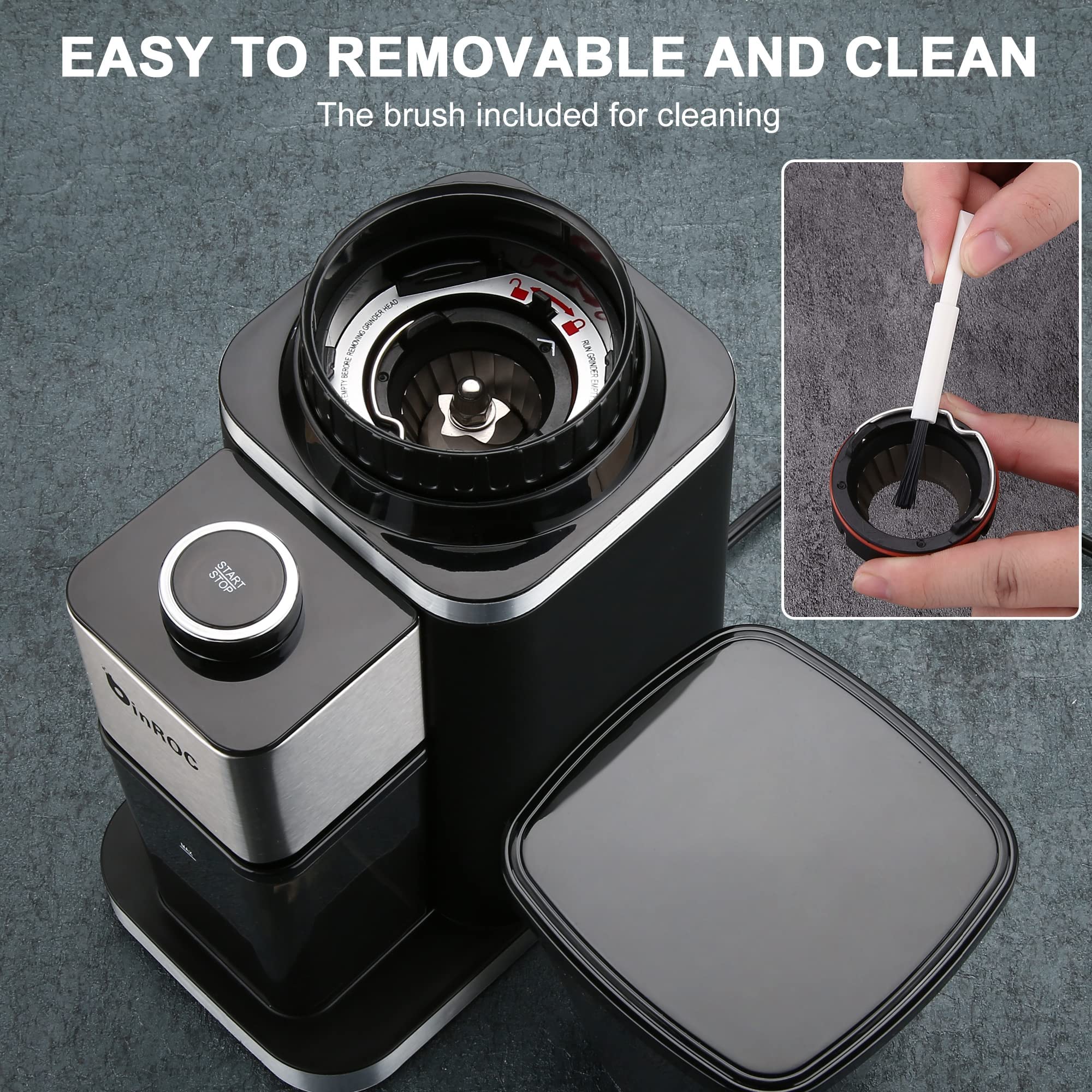 Premium Electric Conical Burr Coffee Grinder - 48 Adjustable Settings for Espresso, Drip & French Press - Anti-Static Design for Home & Office Use - Perfect for 2-12 Cups (Black) - Ideal for Coffee Enthusiasts & Baristas