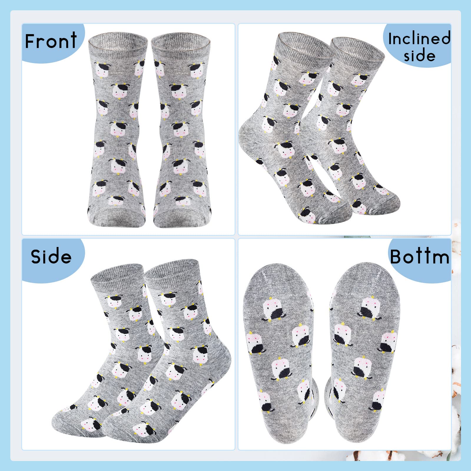 Geyoga 6 Pairs Women's Cow Print Fuzzy Socks - Warm Winter Novelty Animal Crew Socks with Cute Cow Design, Soft & Cozy Funny Socks for Women - Perfect Gift for Christmas, Coworkers & Animal Lovers - Great for Cold Weather, Lounge Wear & Themed Parties