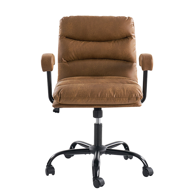 Anselm Modern Ergonomic Faux Leather Office Chair - Adjustable Swivel Desk Chair with Lumbar Support for Home & Office Workspace
