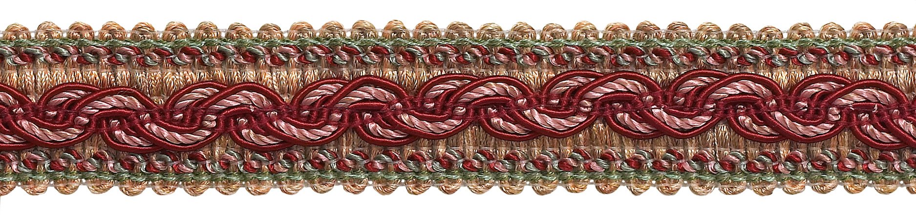 1-1/4 Inch Red & Light Rose Baroque Gimp Braid Trim - Style 0125BG Rose Bouquet (Sold by Yard) | Perfect for Upholstery, Curtains, Pillows & DIY Home Decor Projects