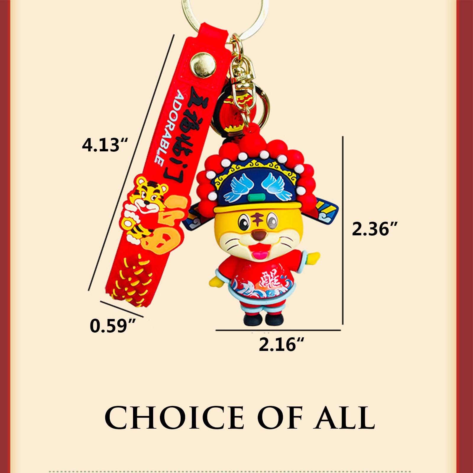 Stylish Tiger Keychain for Women - Chinese Zodiac Animal Key Ring, Trendy Gift for Teen Girls - Perfect for Backpacks, Purses & Keychains - Under $5