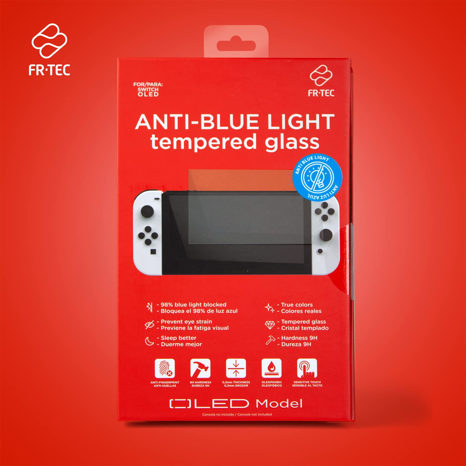FRTEC Tempered Glass Screen Protector for Nintendo Switch OLED - Anti Blue Light, HD Clear, Scratch Resistant - Perfect for Gaming, Travel, and Home Entertainment