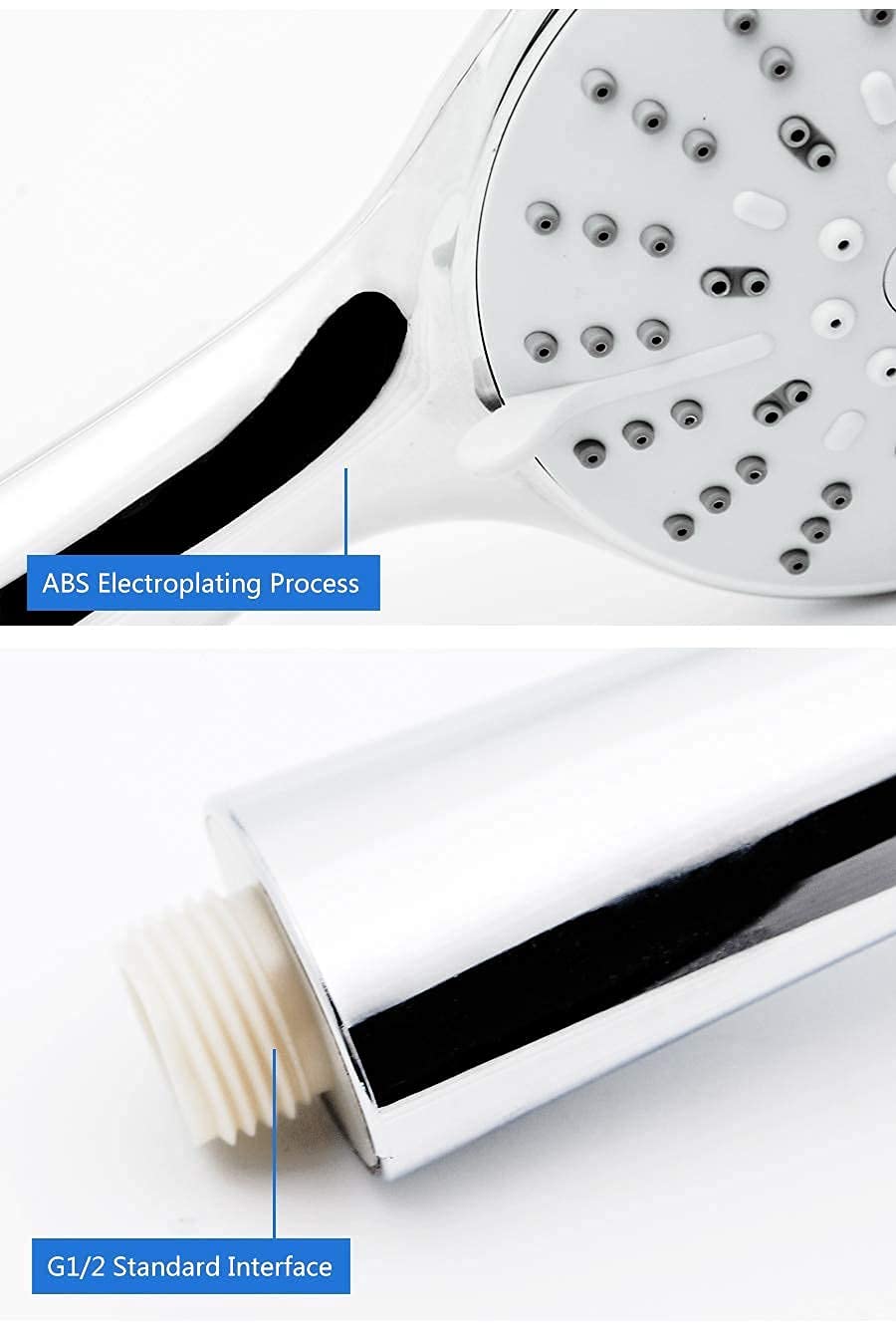 5-Mode Wall Mounted Rainfall Shower Head - ABS Chrome Finish Water Saving Shower Nozzle with Adjustable Spray Patterns | Perfect for Bathroom Renovation, Spa-Like Experience & Water Conservation