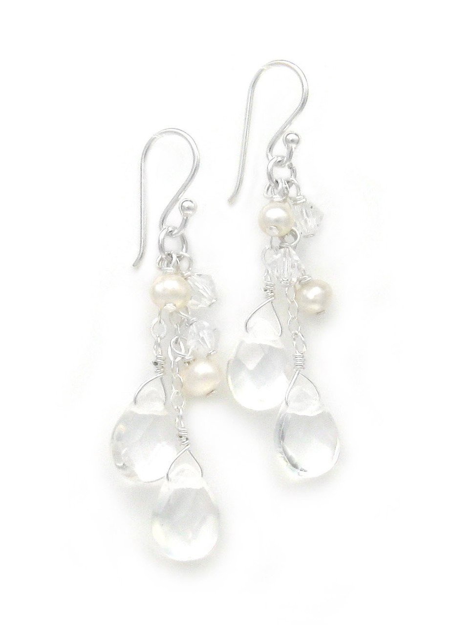 Sterling Silver Teardrop Drop Earrings for Women - Elegant Dangling Crystal Clear Earrings | Perfect for Weddings, Parties & Special Occasions