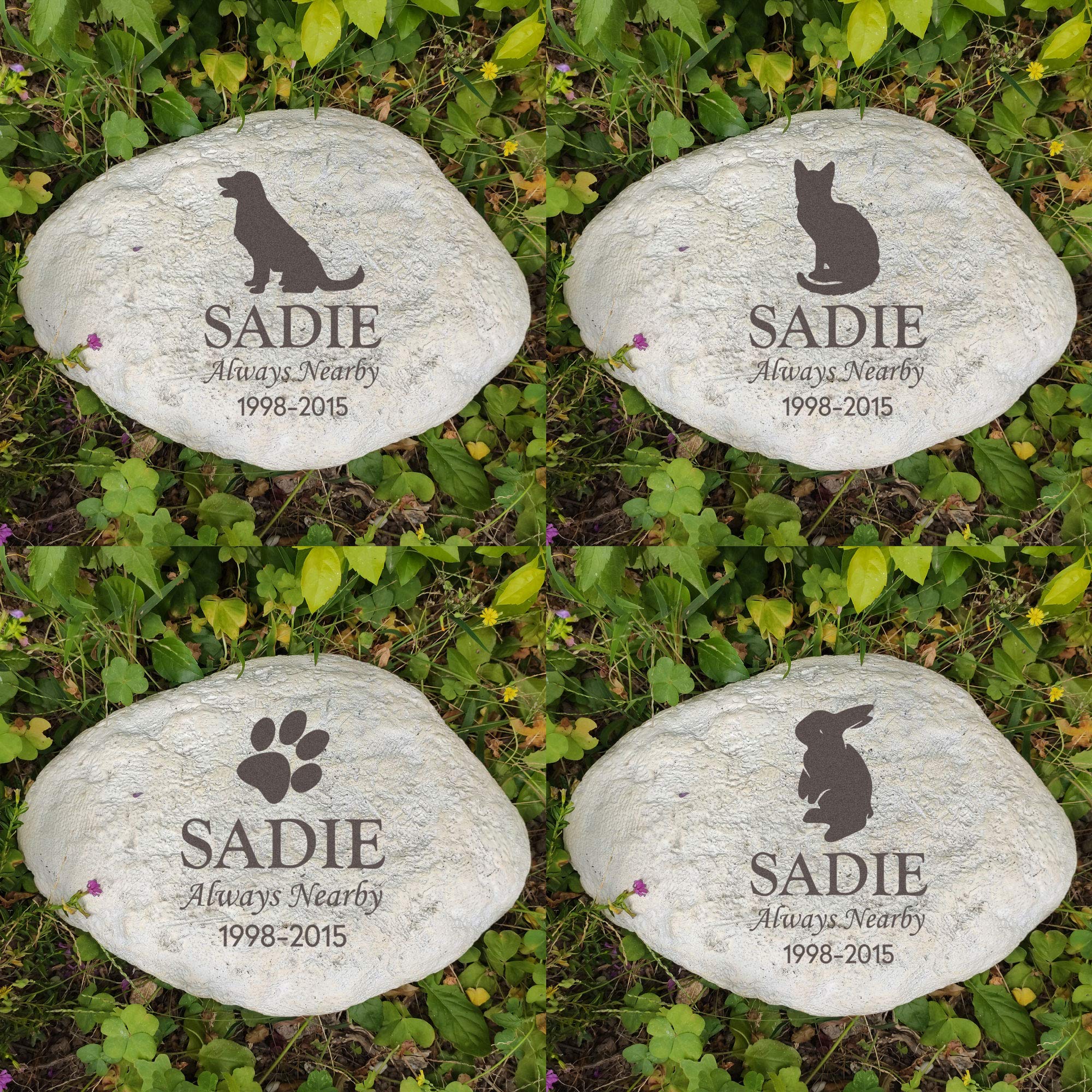 Custom Engraved Pet Memorial Stone - Waterproof Resin Pet Grave Marker for Dogs & Cats - Personalized Pet Loss Gift & Sympathy Keepsake - Perfect for Garden Memorials & Pet Cemeteries