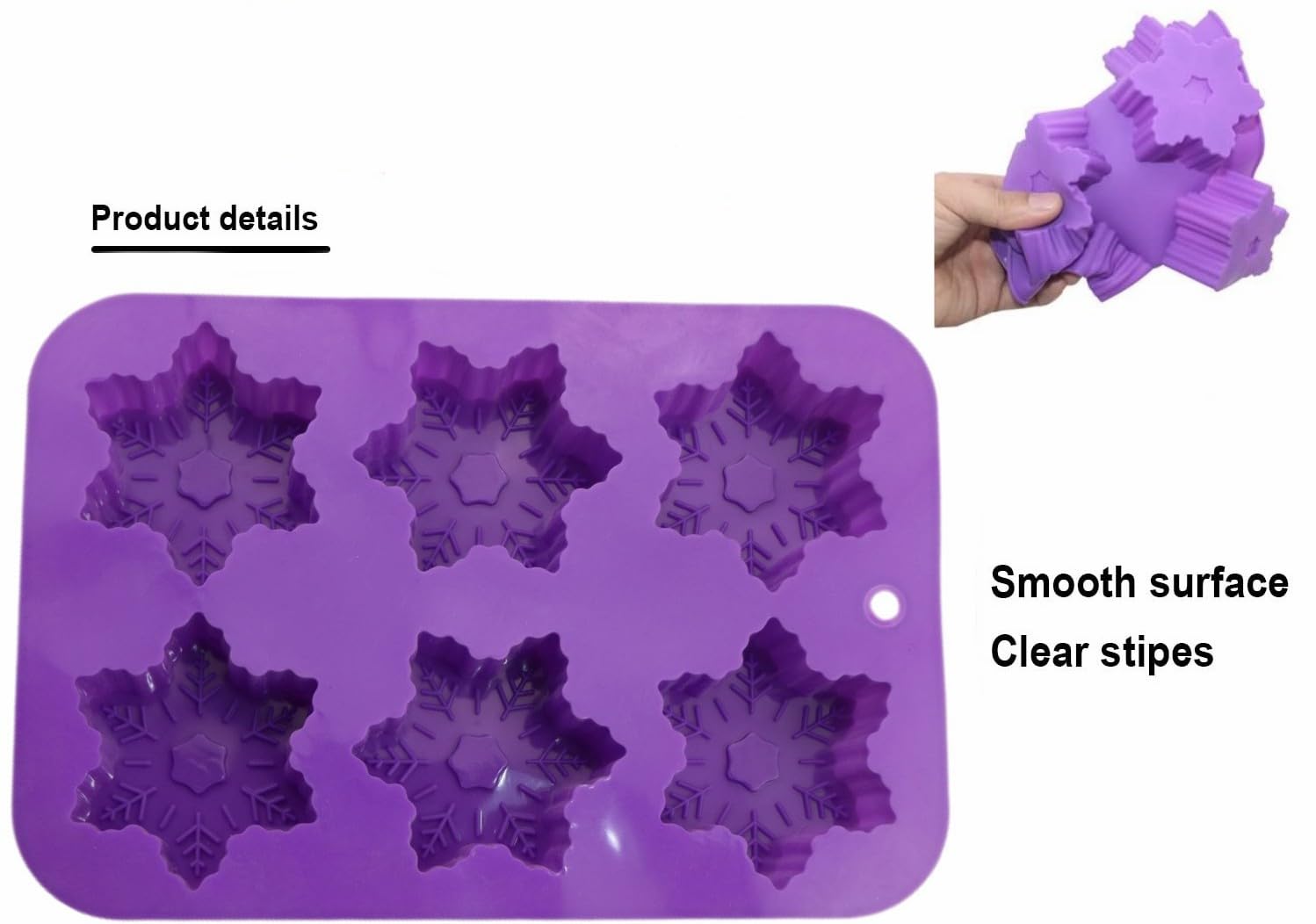 Snowflake Silicone Molds 2-Pack - Premium Baking Molds for Cakes, Cookies, Soap Making, Chocolate, Pudding & Jelly - Non-Stick Flexible Muffin Cups - Blue & Purple Kitchen Decor for Christmas Baking & DIY Crafts