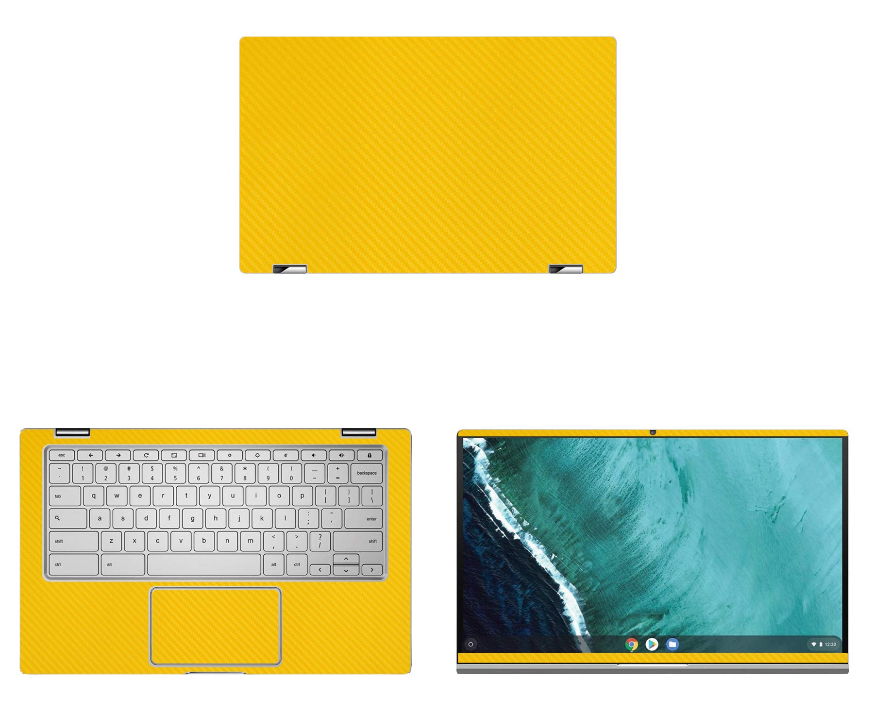 Protective Decal Skin for Asus Chromebook Flip C434/C434TA 14-inch Laptop - Yellow Carbon Fiber Cover Wrap | Durable Scratch Protection | Perfect for School, Work & Travel Use