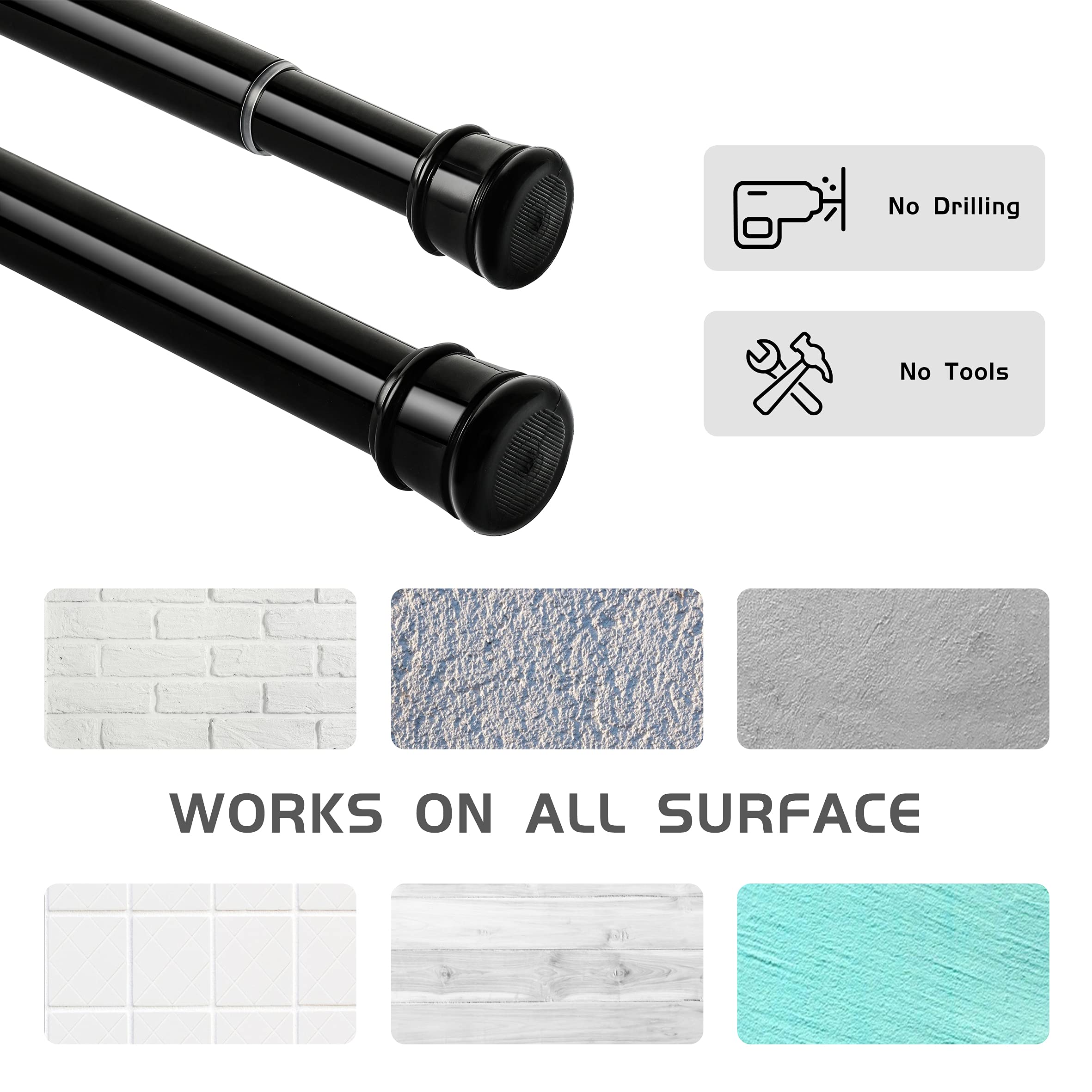 28-48 Inch Adjustable Tension Shower Curtain Rod - 1