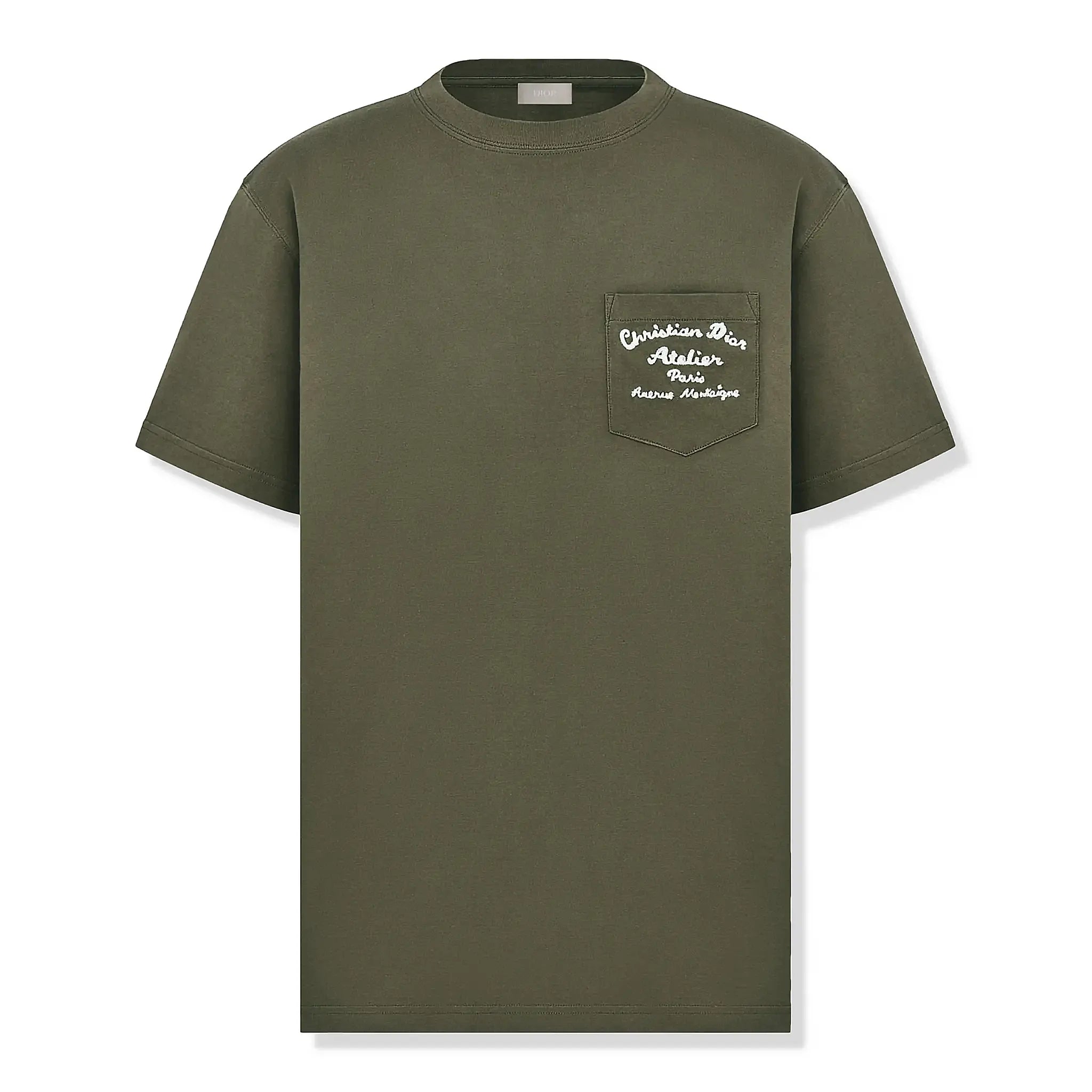 Dior 'Christian Dior Atelier' Relaxed Fit Khaki Cotton T-Shirt for Men - Casual Luxury Streetwear for Everyday Wear & Fashion Outings