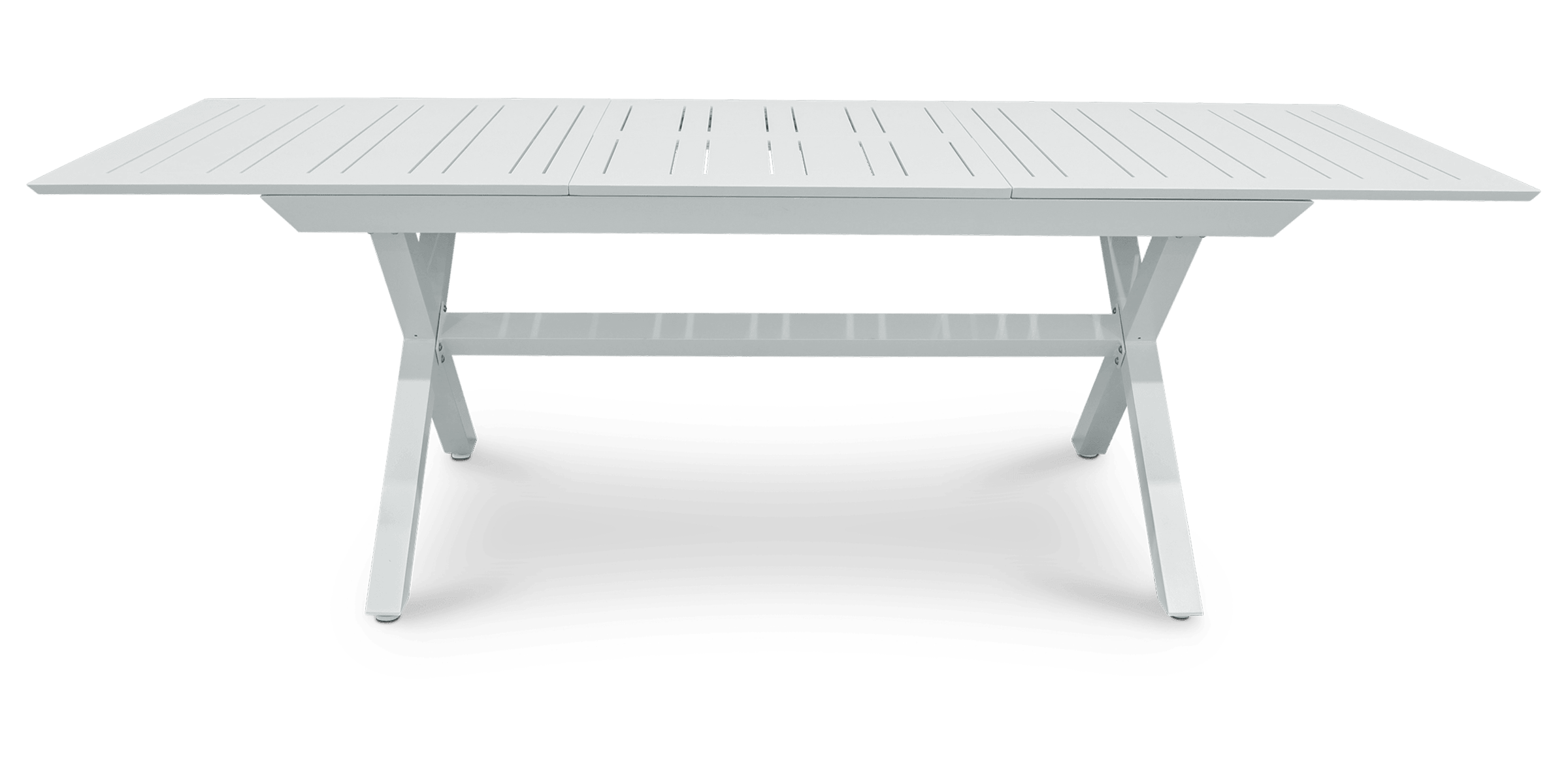 White Caribbean Outdoor Extension Table with 4 Salerno UV-Resistant Plastic Chairs (PP) - Perfect for Patio, Garden, Poolside & Backyard Dining