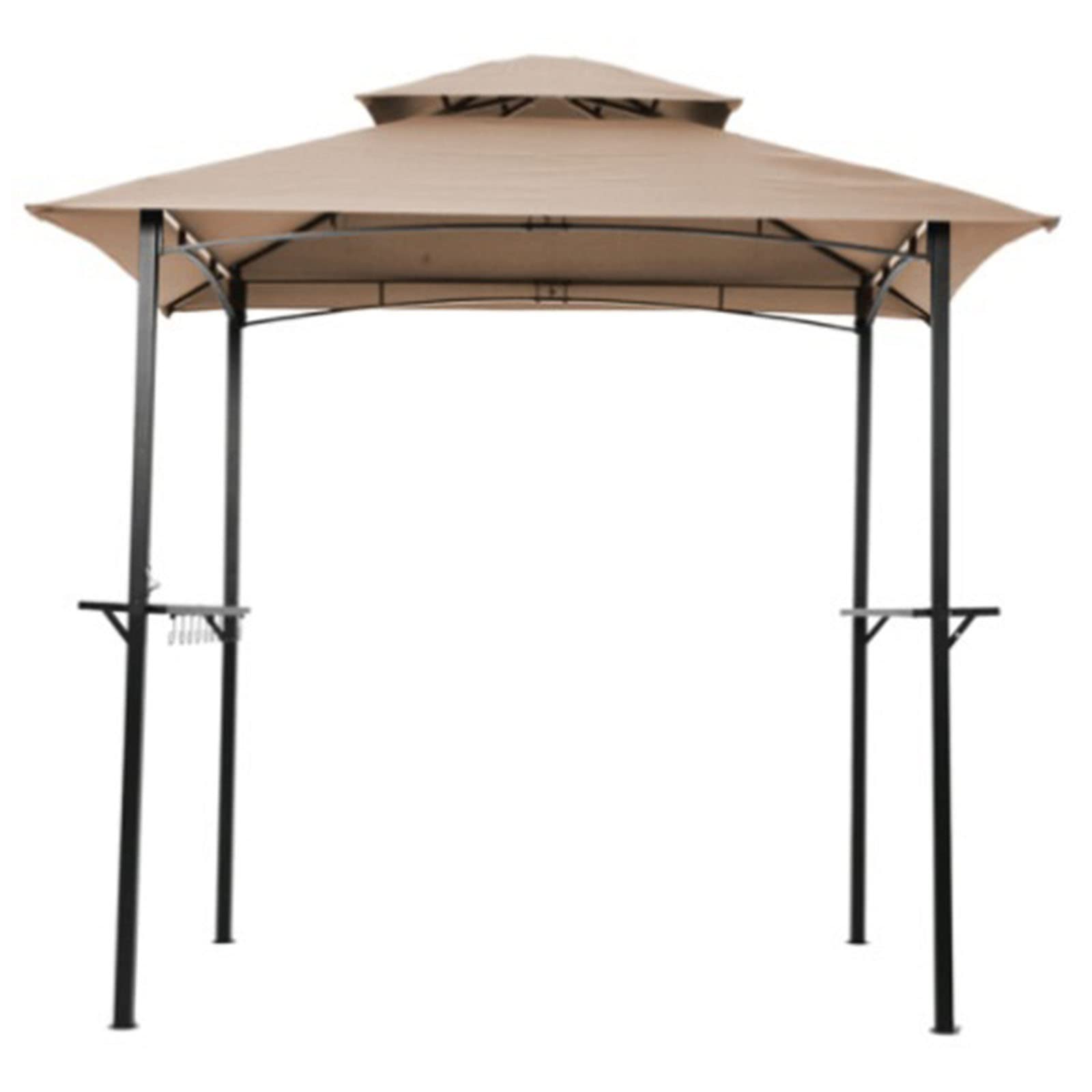 8x5 Ft Outdoor Grill Gazebo with Canopy Shelter - Double Tiered Patio Tent with Bar Hooks for BBQ, Picnics & Backyard Parties | Durable Weather-Resistant Design